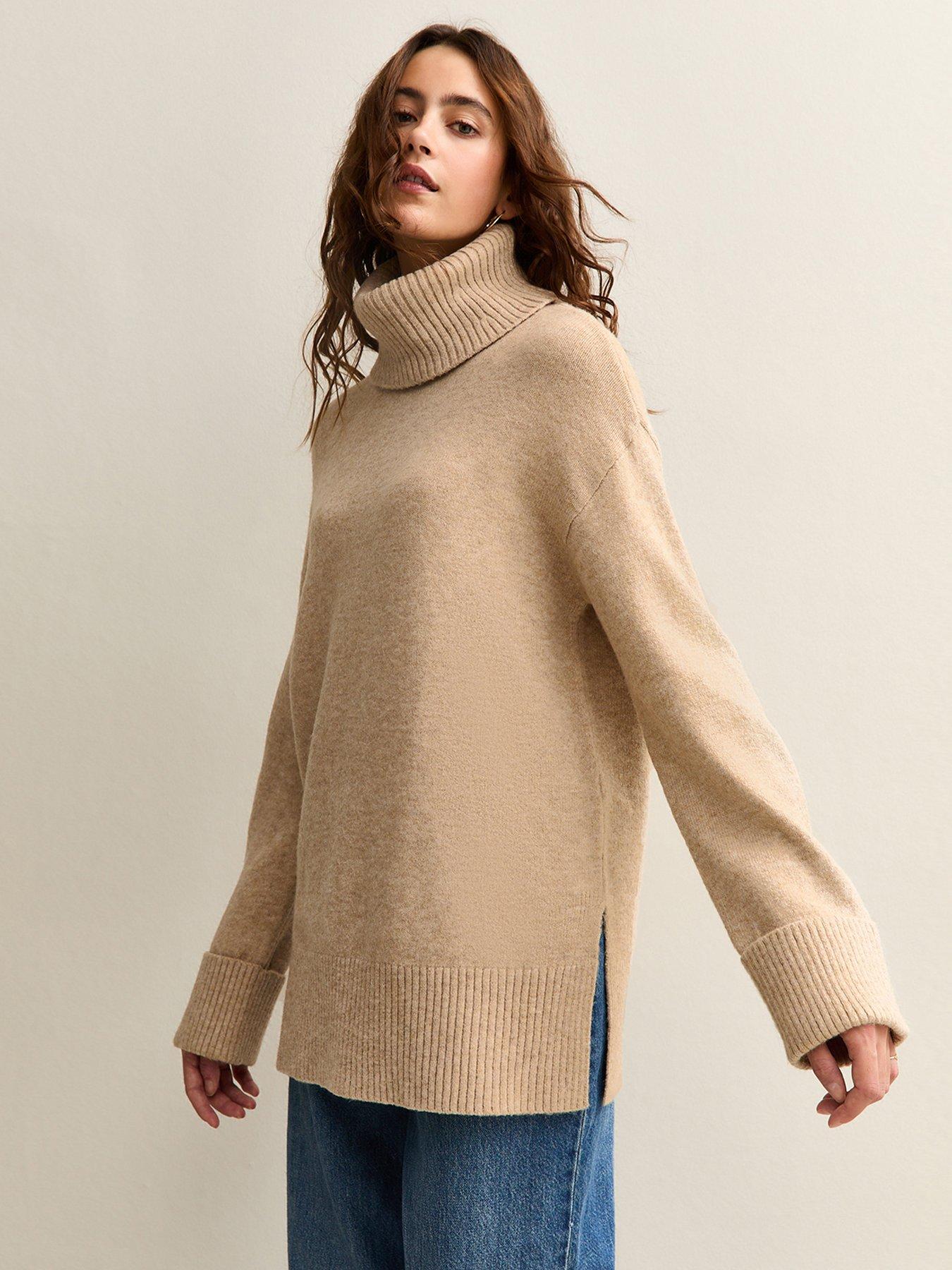 New Look Camel Longline Roll Neck Jumper