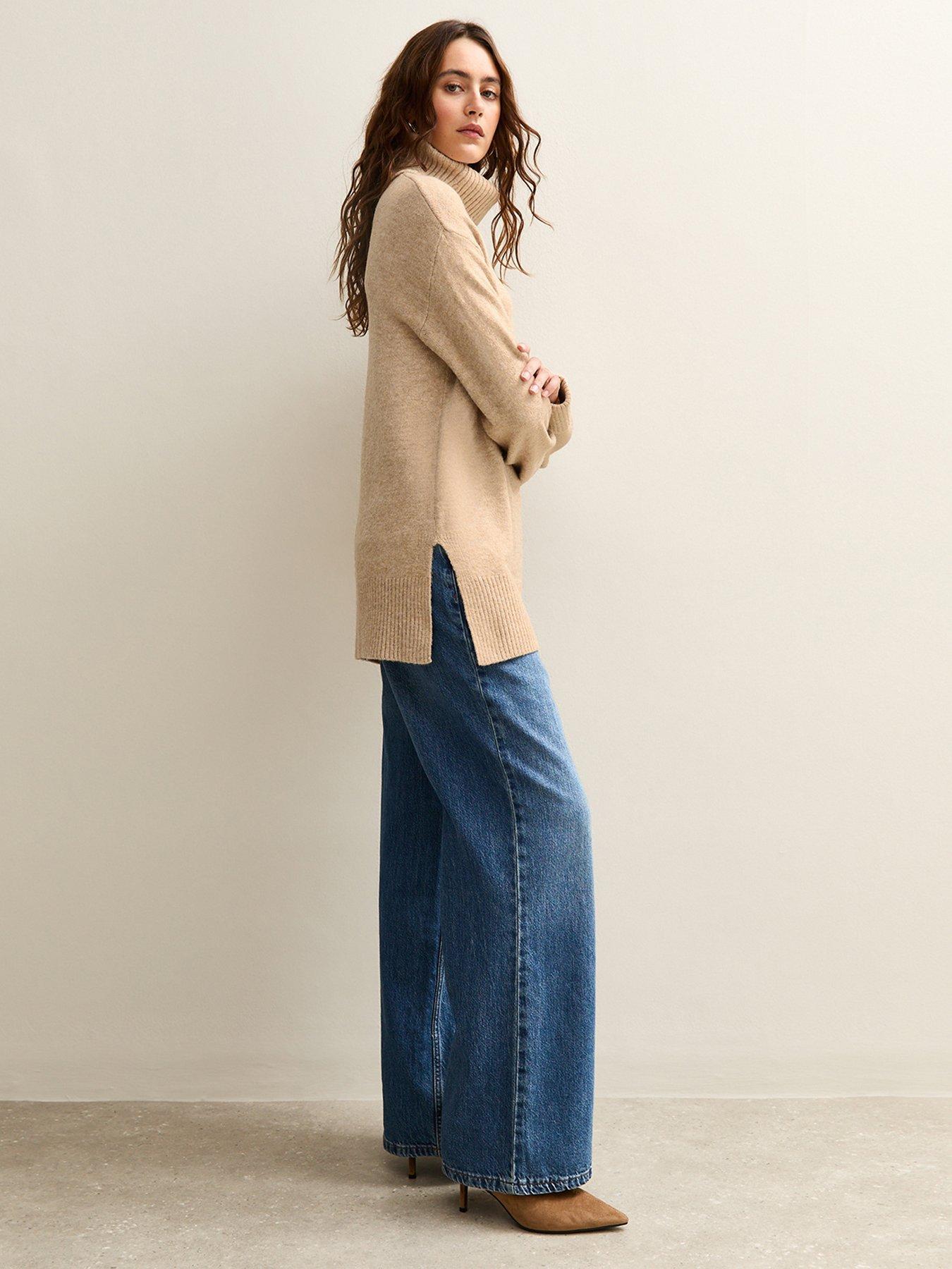 New Look Camel Longline Roll Neck Jumper Very