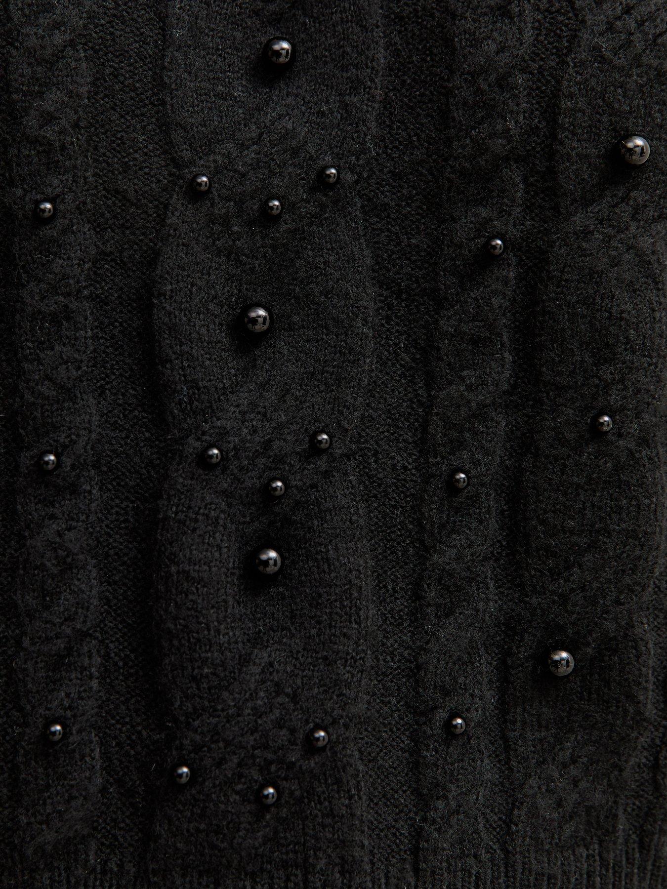 Image 6 of 6 of New Look Black Cable Knit Bead Embellished Jumper