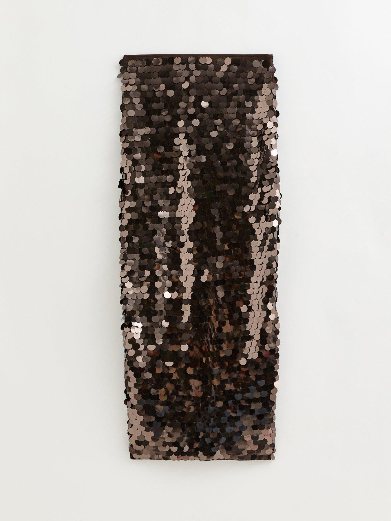 Image 5 of 6 of New Look Sequin Midi Skirt - Dark Brown