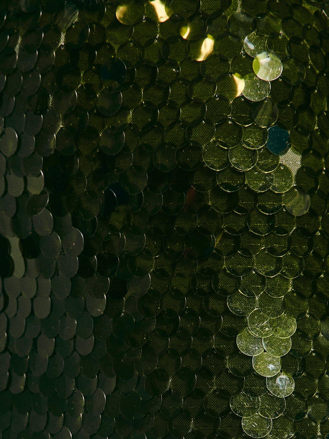Image 6 of 6 of New Look Khaki Sequin Midi Skirt