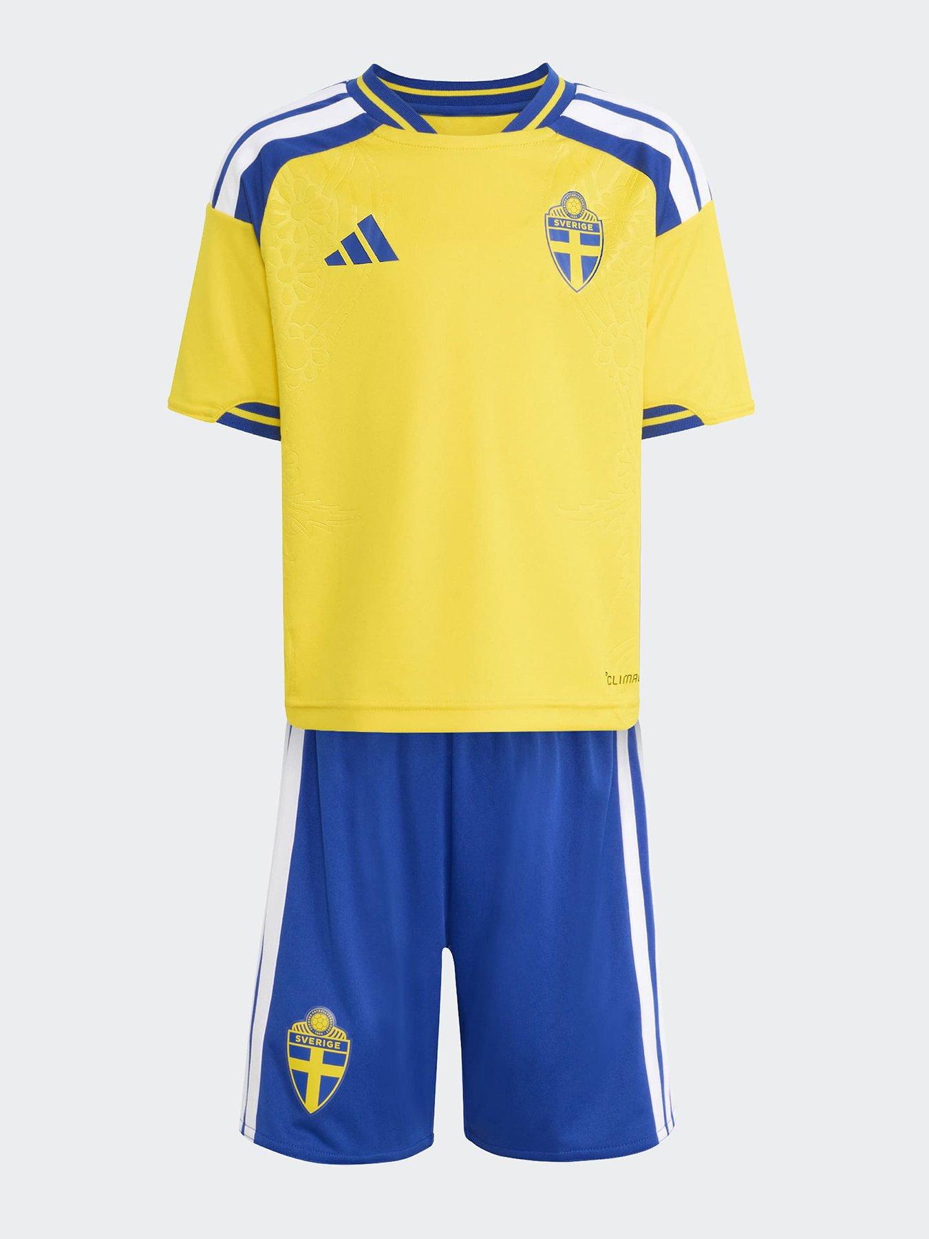 adidas Junior Sweden Replica 26 Home Mini Kit, Yellow, Size 4-5 Years