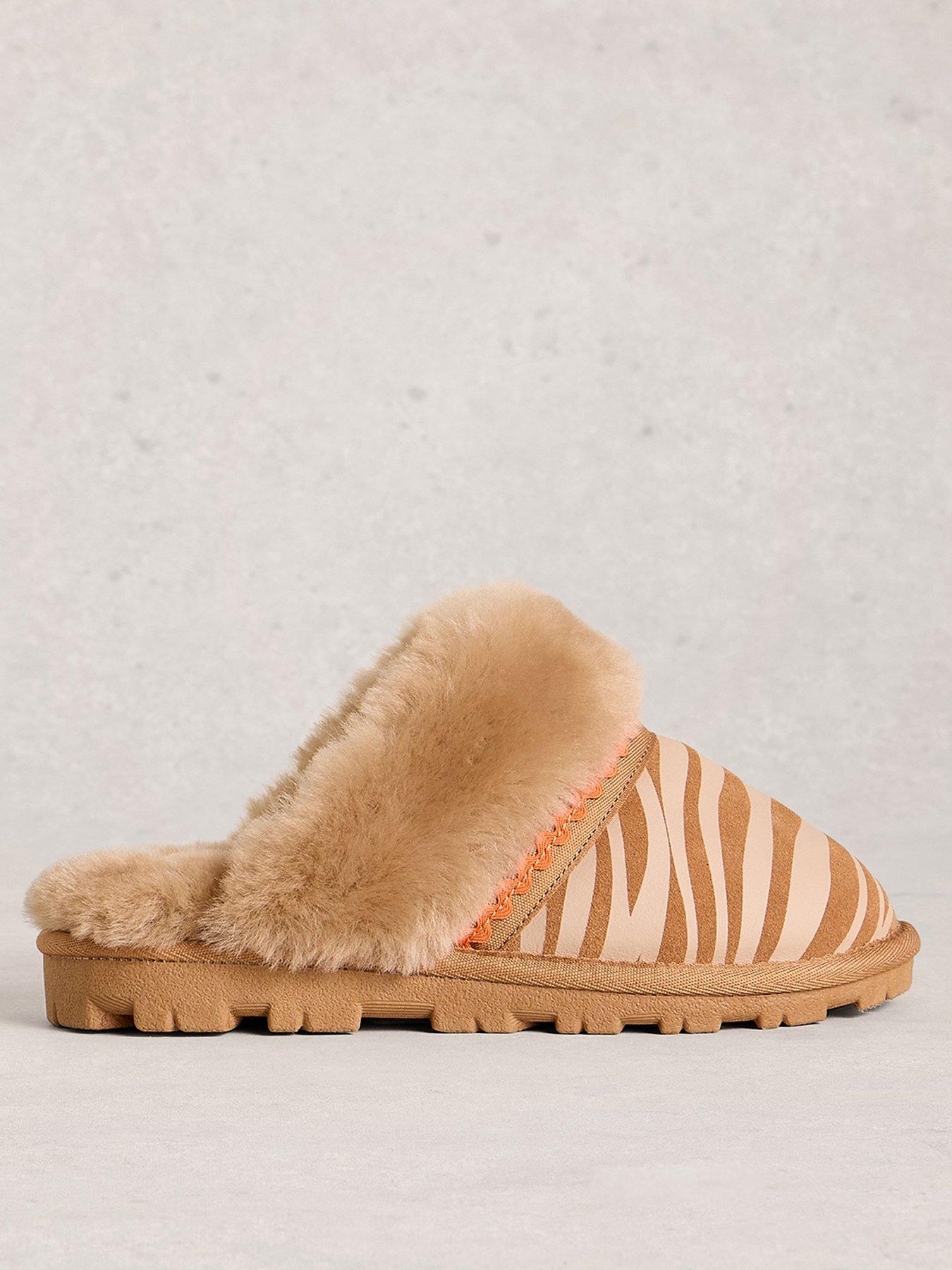 White Stuff Zebra Shearling Mule Slipper - Beige