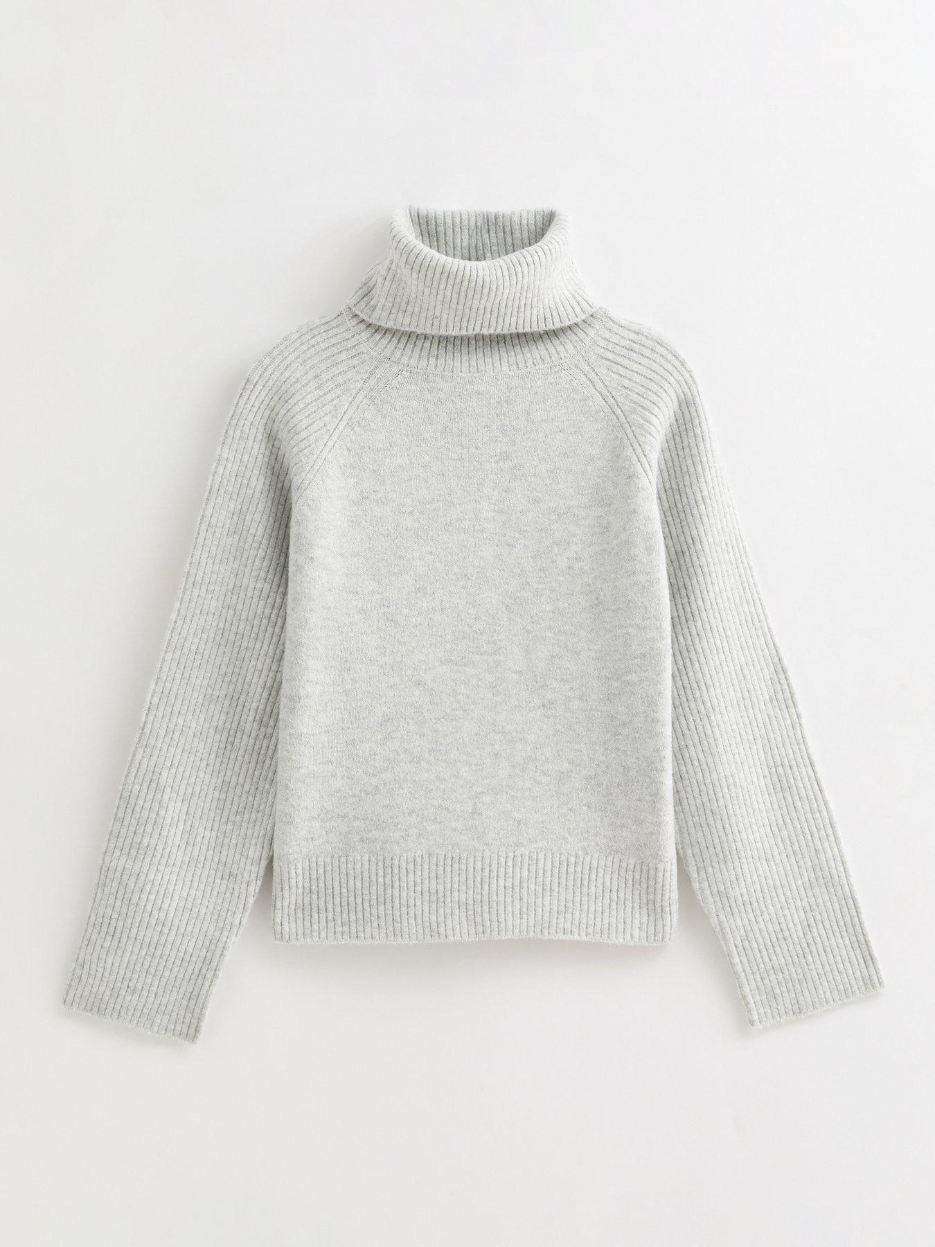 Vintage MTV Black & Grey Ribbed Roll Neck Jumper M L