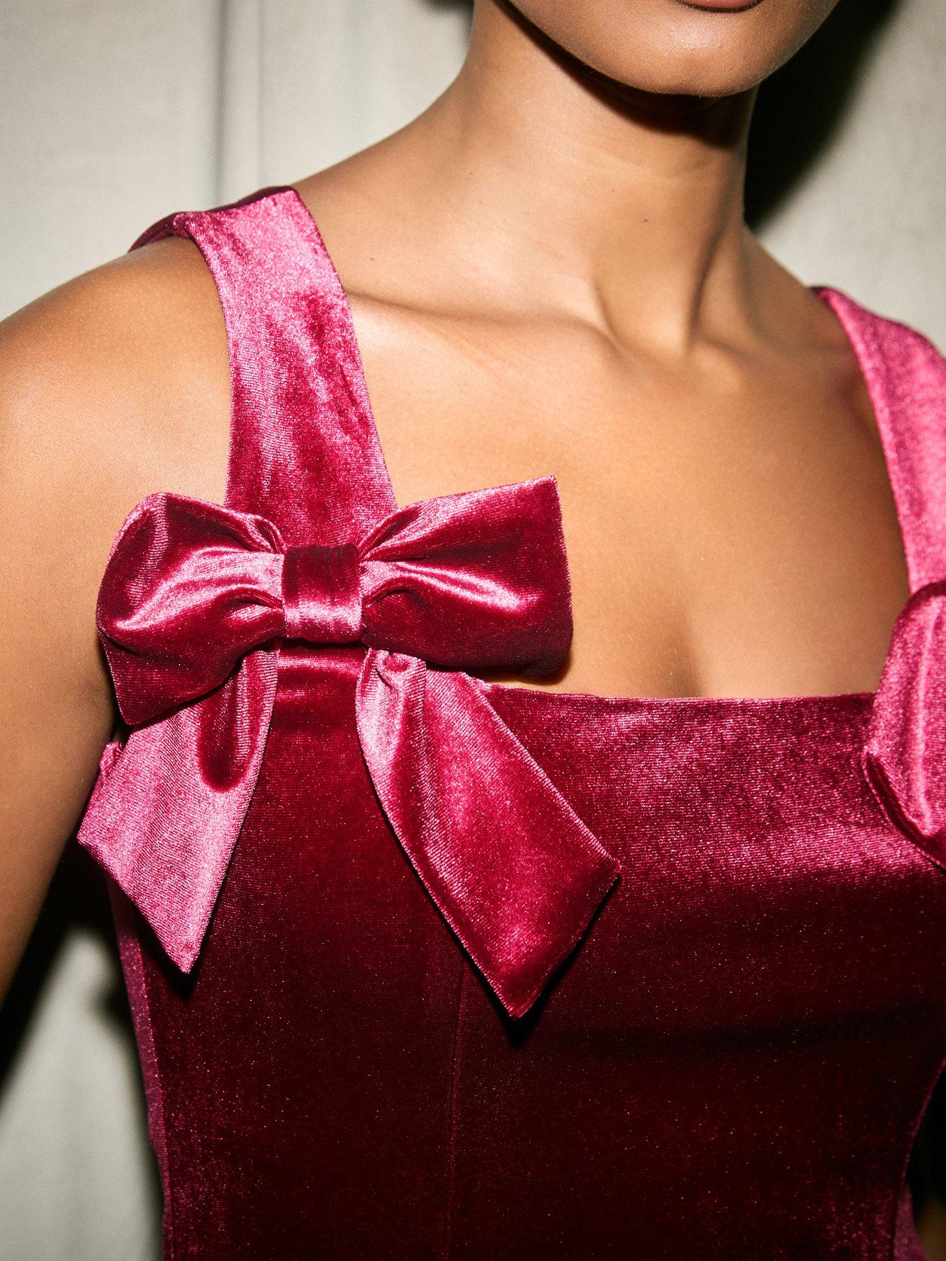 New Look Velvet Bow Mini Dress - Red | Very