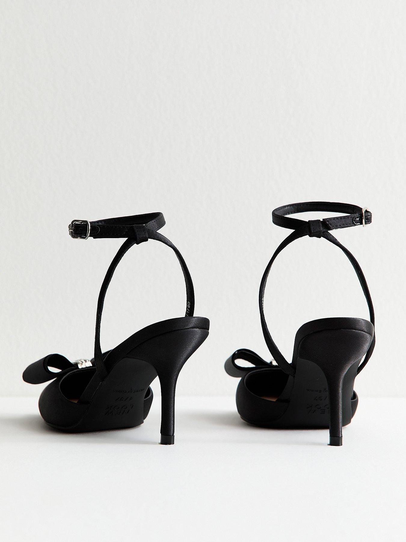 Image 4 of 5 of New Look Velvet Bow Stiletto Heels - Black