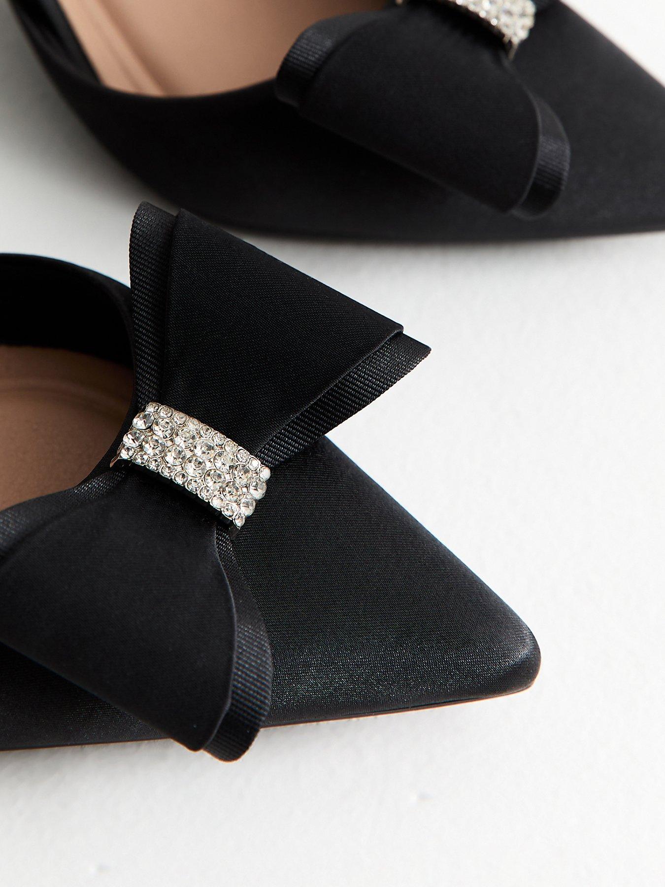 Image 5 of 5 of New Look Velvet Bow Stiletto Heels - Black