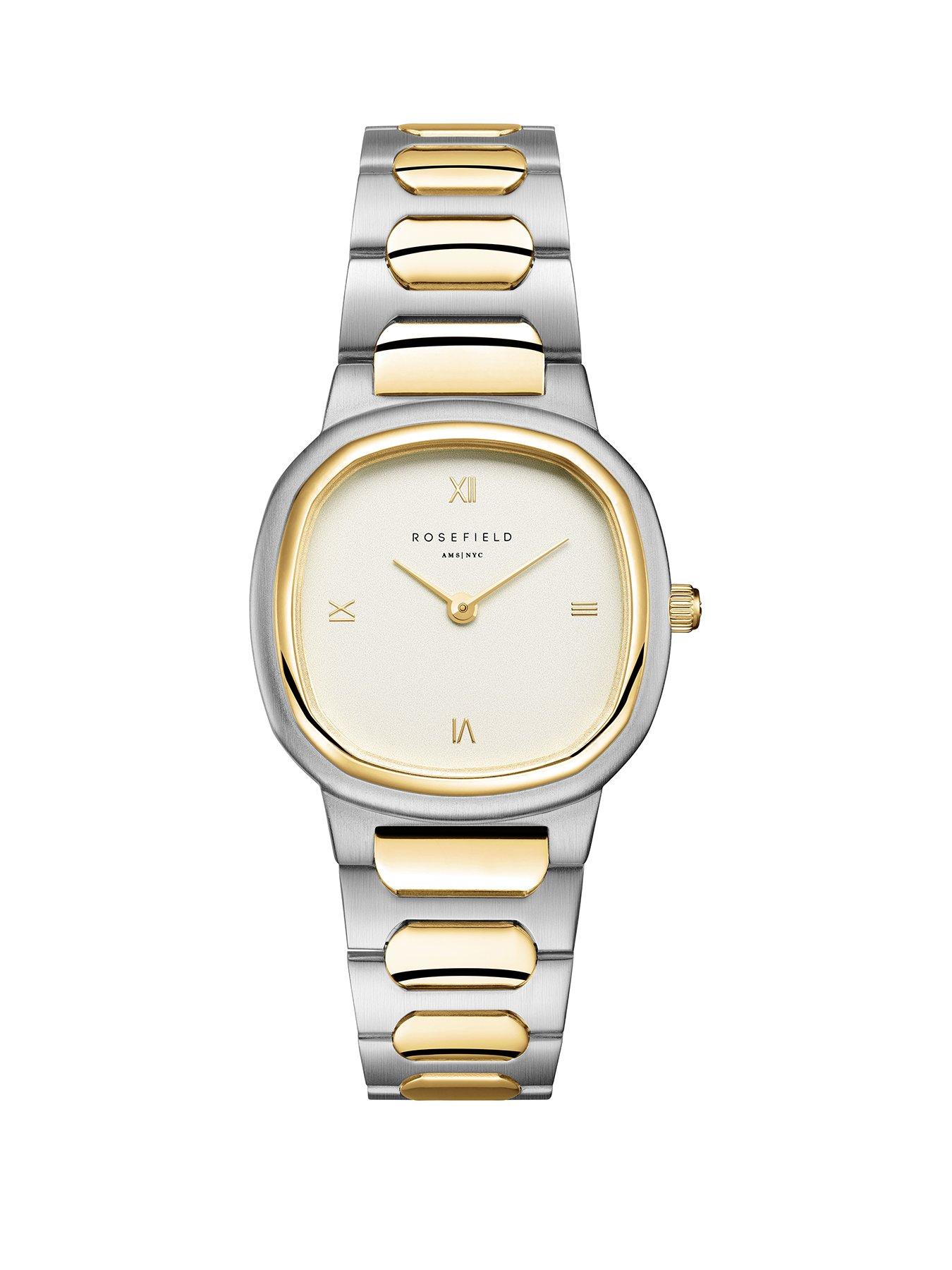 Rosefield Gaia 30mm Case Matt White Dial Gold IP Bicolour Stainless Steel