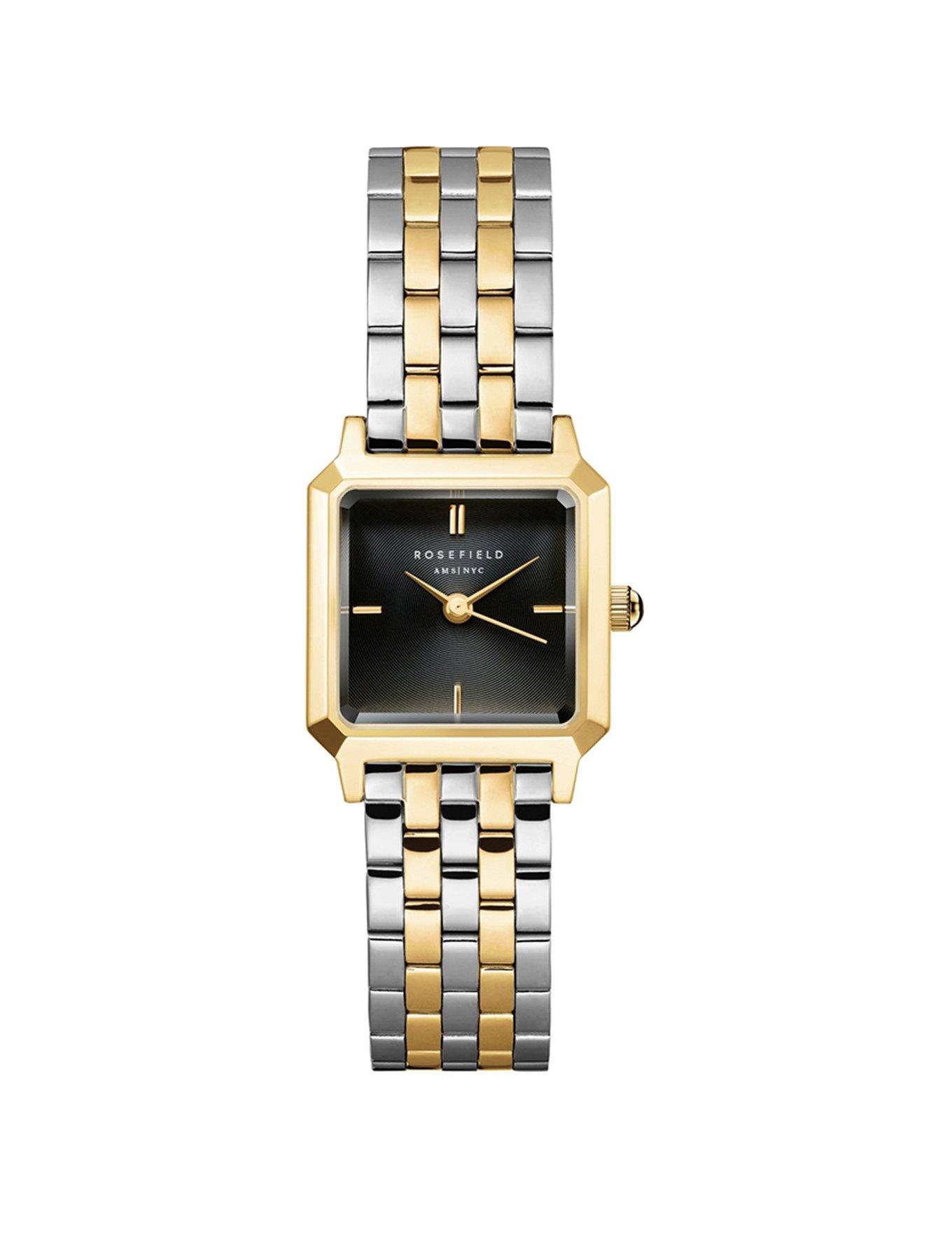 Rosefield Gemme Black Dial Gold Ip Bicolour Stainless Steel - Multi