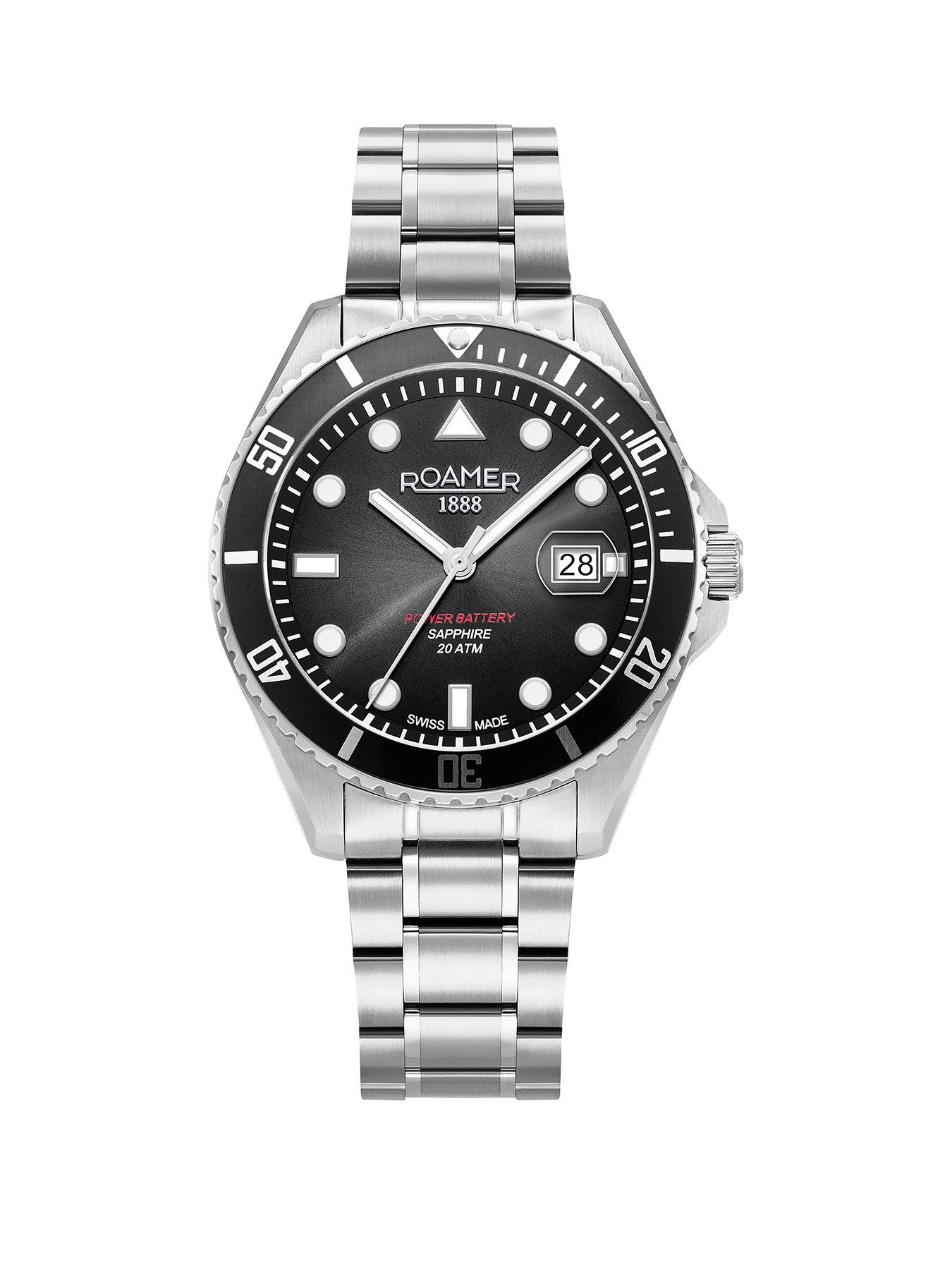 Roamer of Switzerland Pro Diver 200 Scuba Power Black Dial Stainless steel 200m Water Resistant with a stunning 10 year battery life