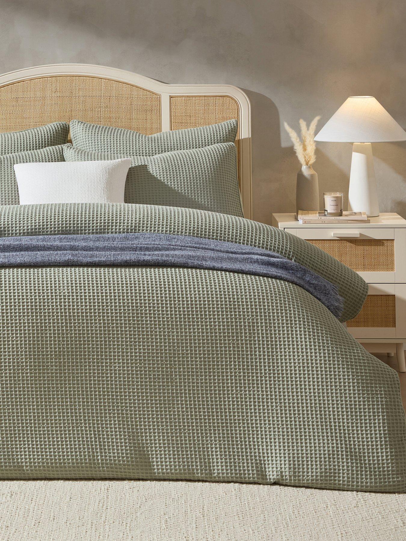 Dusk: Portofino Waffle Duvet Cover- Sage