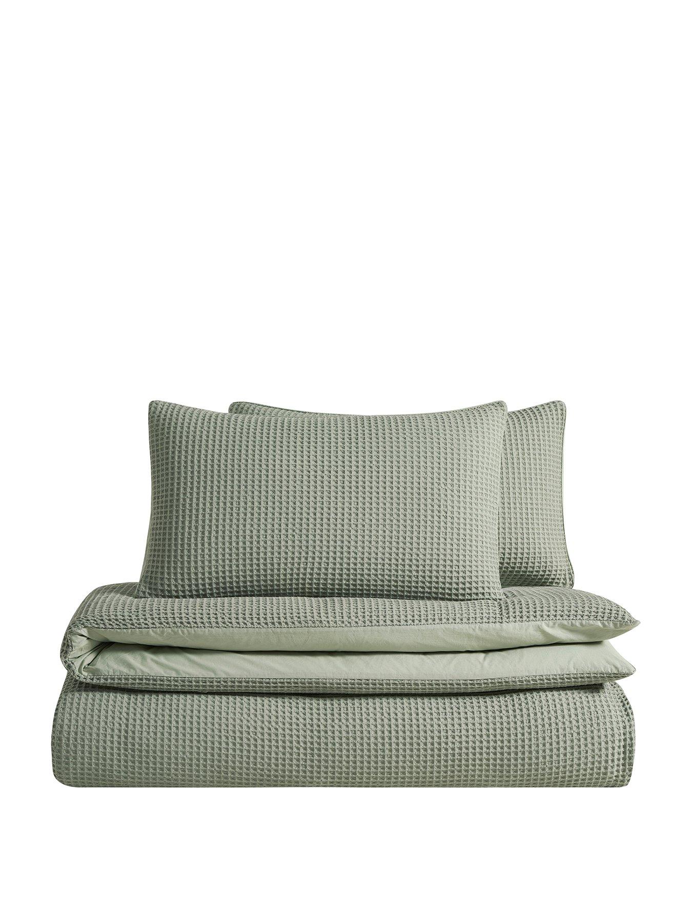 Image 2 of 4 of Dusk Portofino Waffle Duvet Cover- Sage