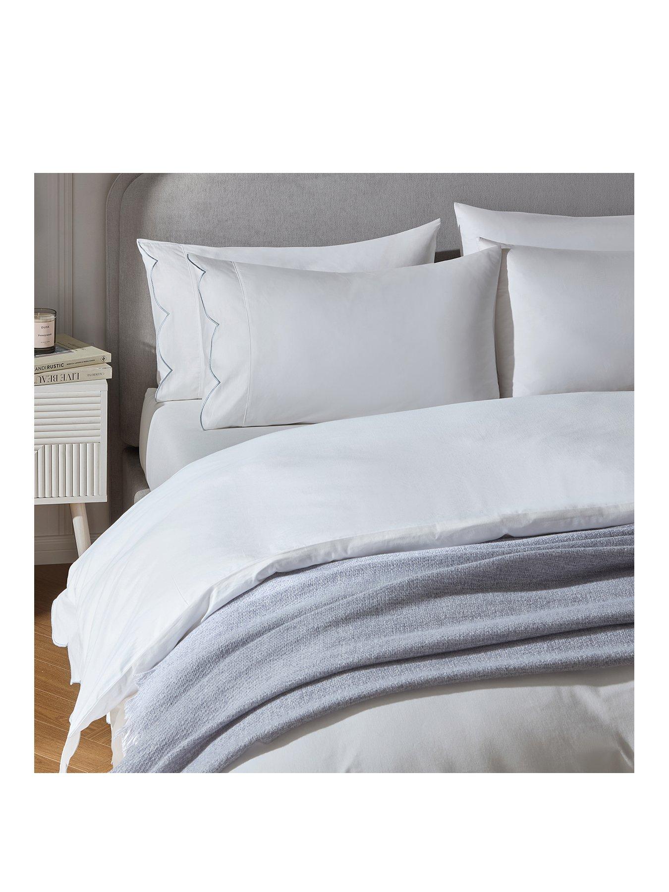 Image 2 of 3 of Dusk Simone Scallop Embroidered Edge Duvet Cover - Off White/Blue