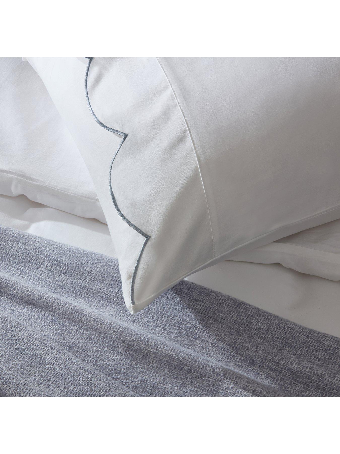 Image 3 of 3 of Dusk Simone Scallop Embroidered Edge Duvet Cover - Off White/Blue