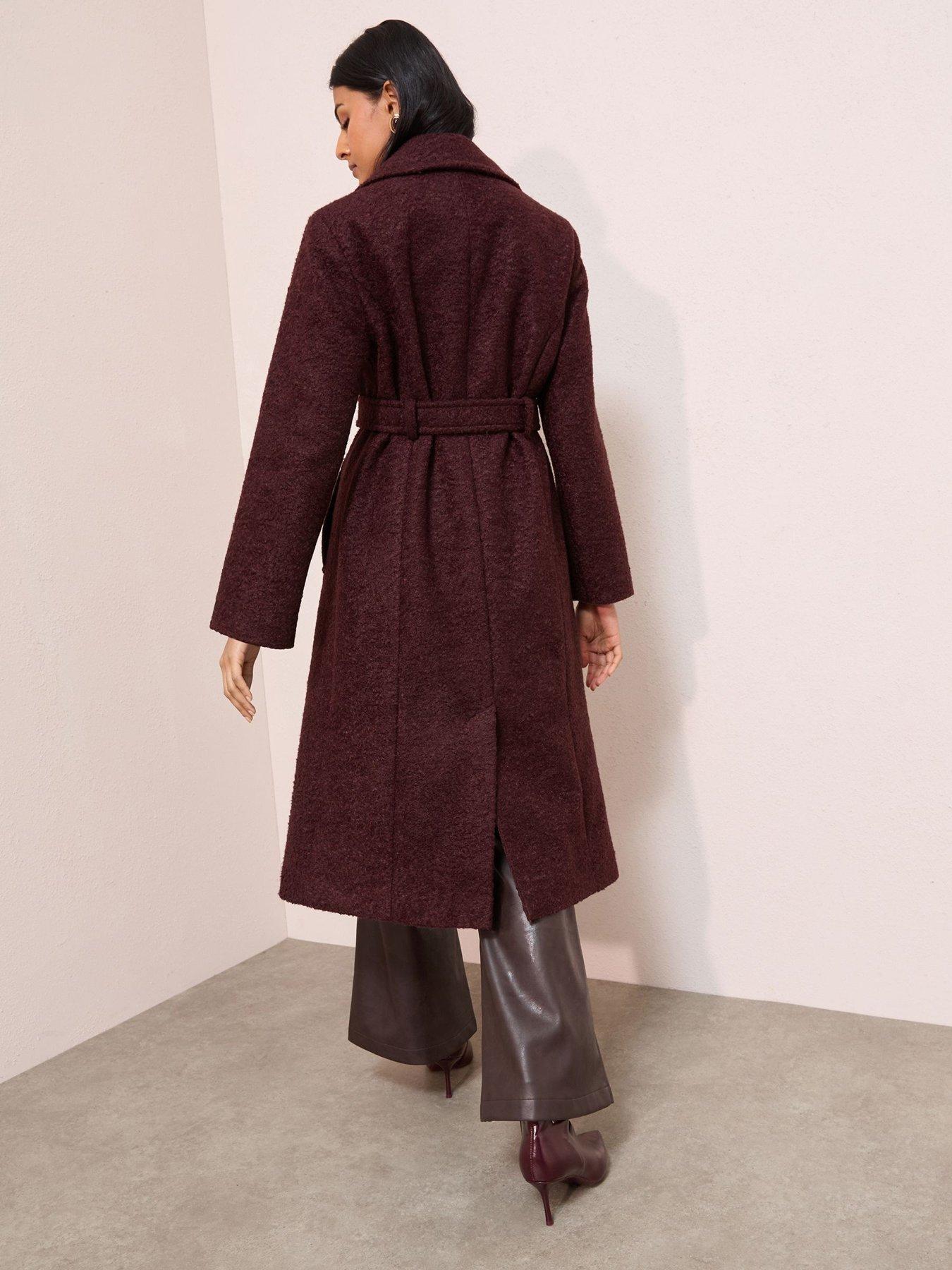 Image 2 of 4 of Friends Like These Wrap Belted Boucle Maxi Coat - Red