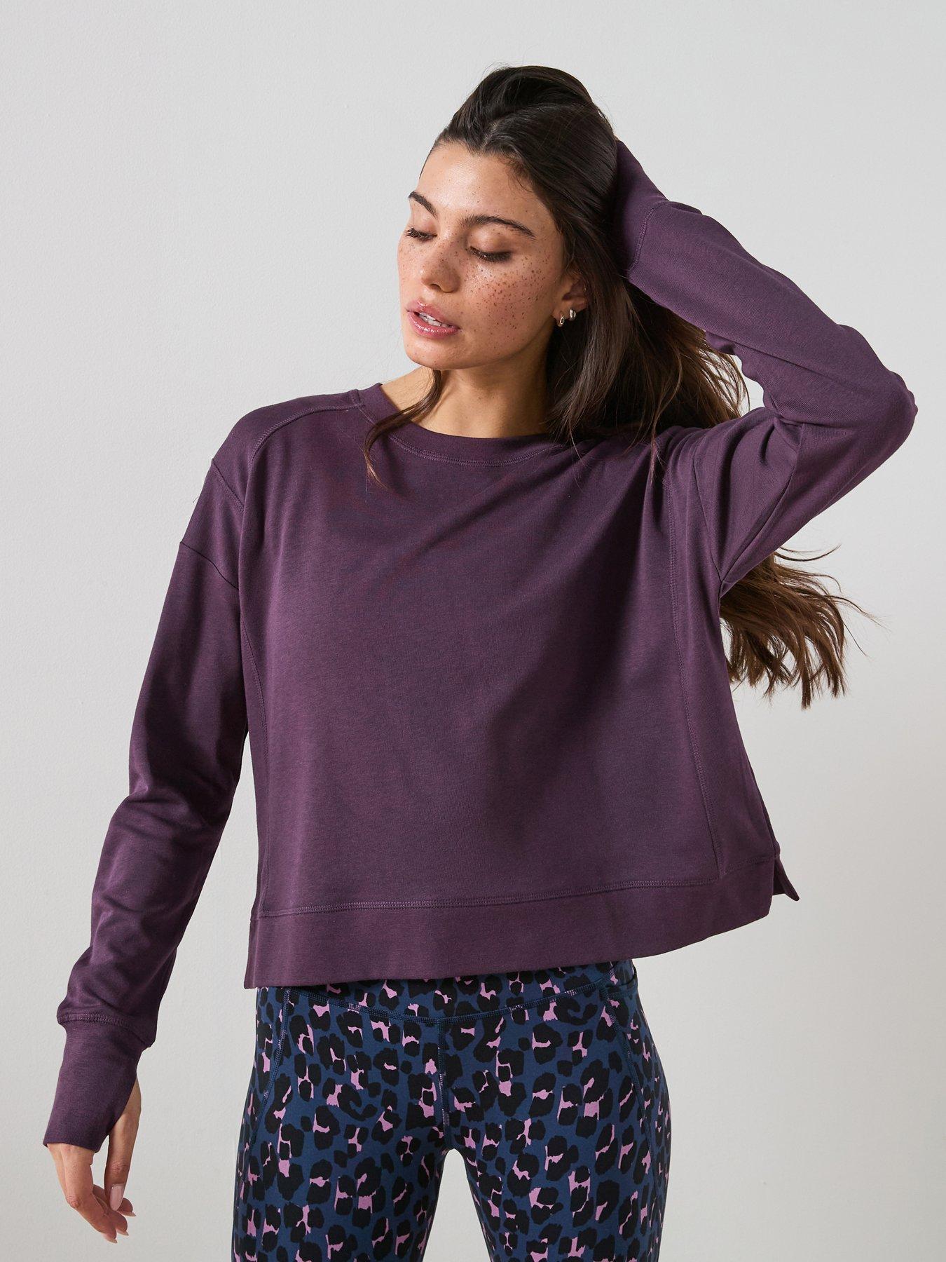 Sweaty Betty Womens Training After Class Crop Sweatshirt - Purple