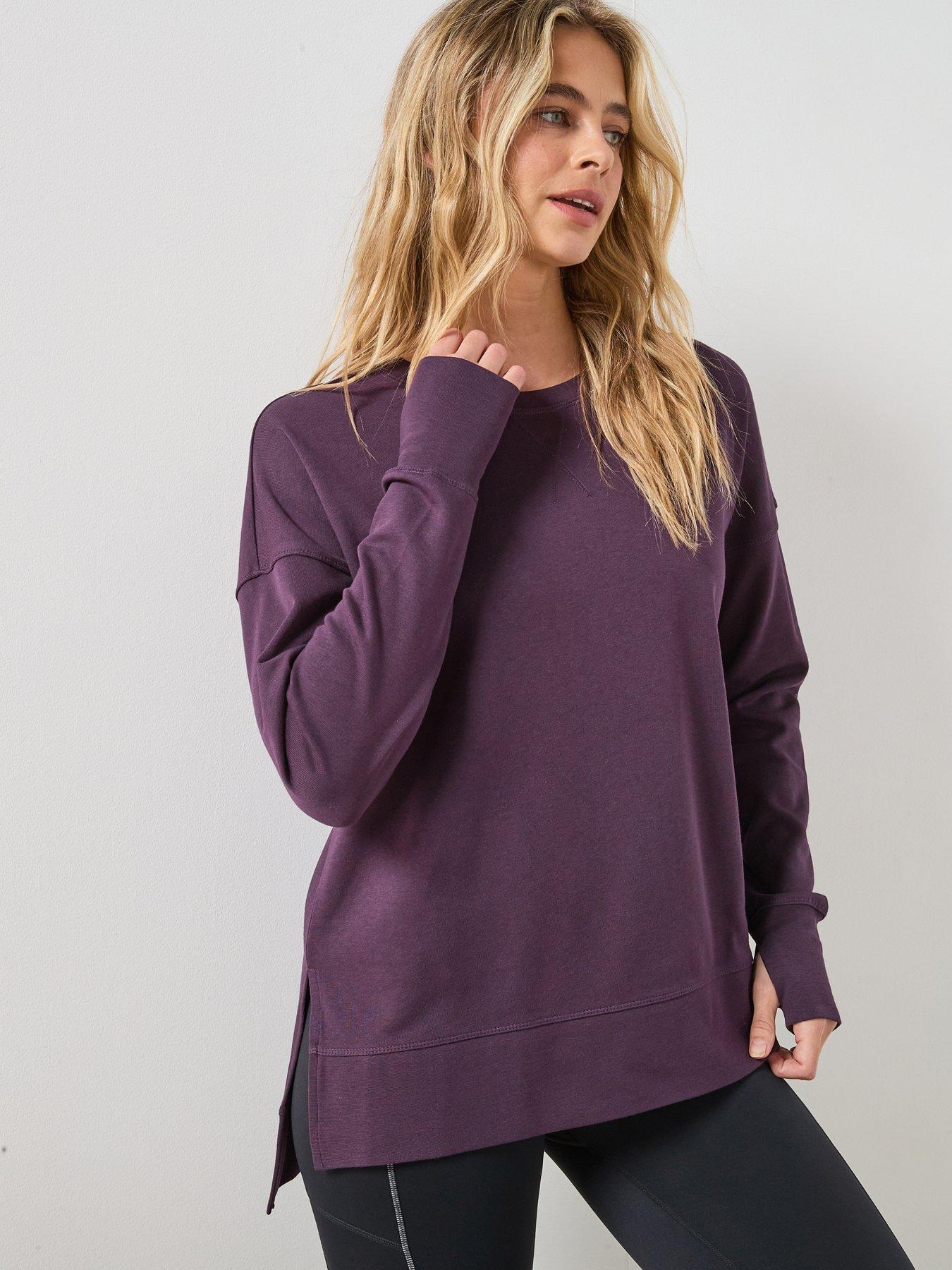 Sweaty Betty Womens Training After Class Longline Sweatshirt, Purple, Size S, Women