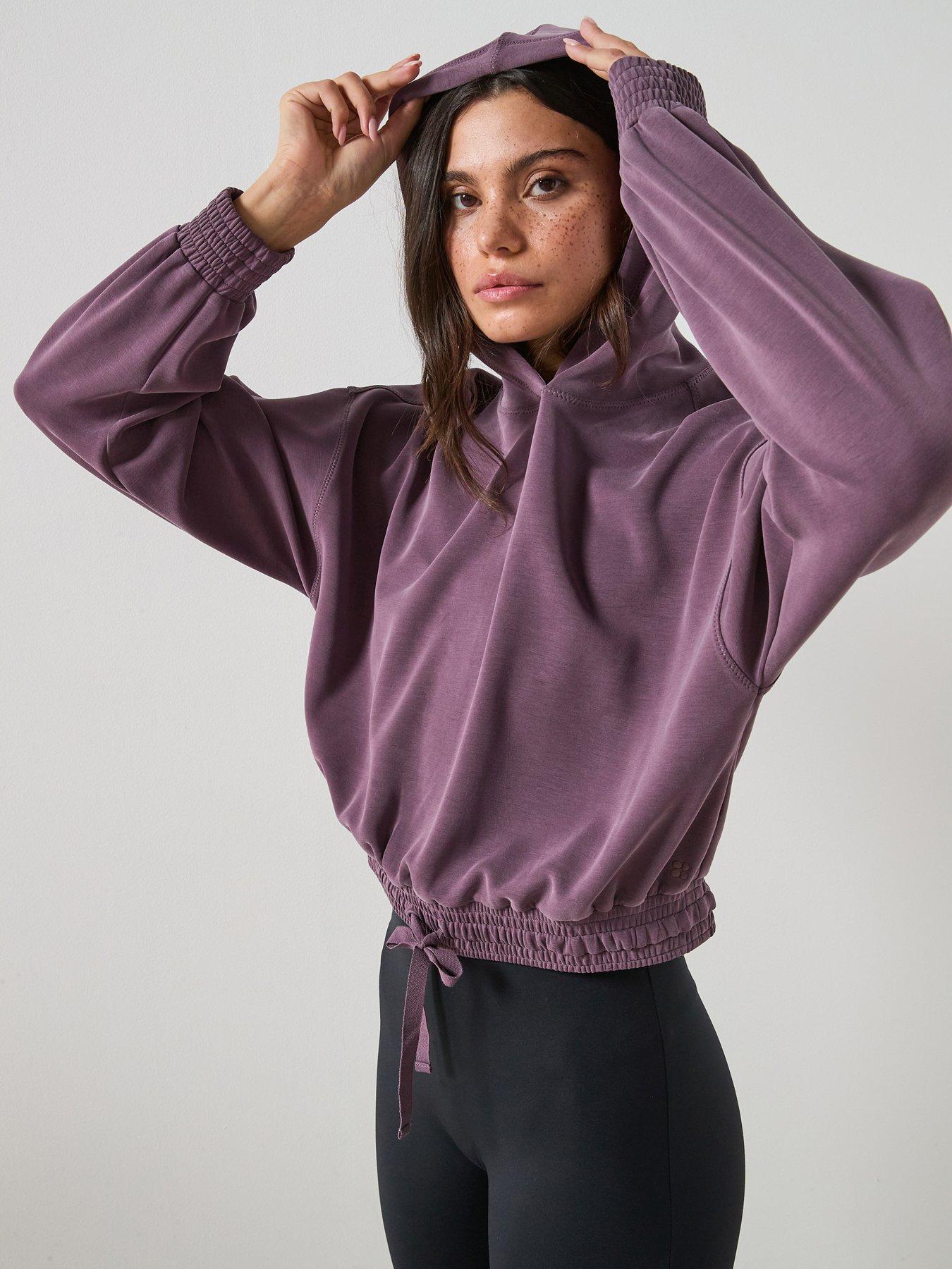 Sweaty Betty Womens Training Sand Wash Cloudweight Crop Hoodie - Purple