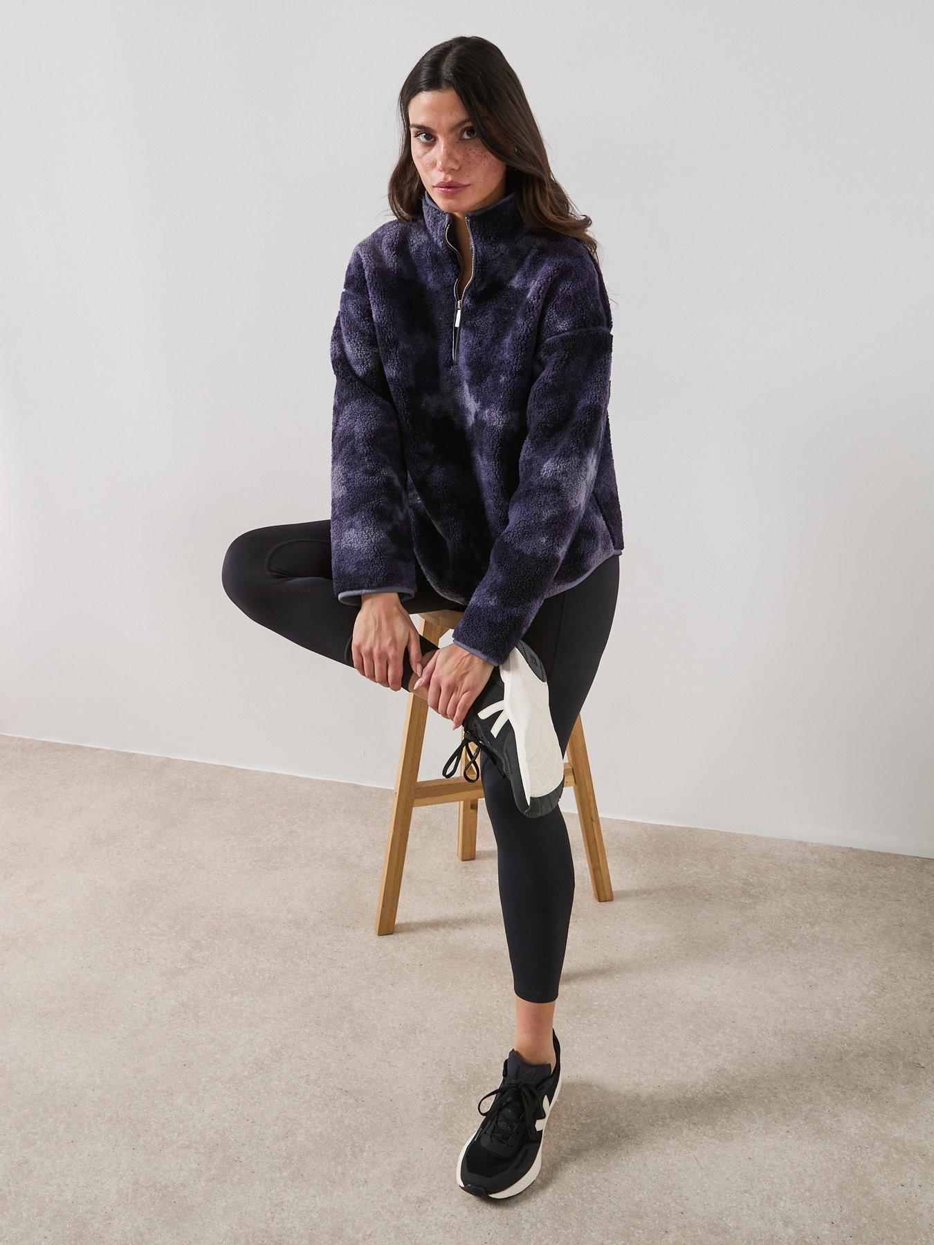 Image 3 of 6 of Sweaty Betty Womens Training New Plush Half Zip Camo Top - Grey