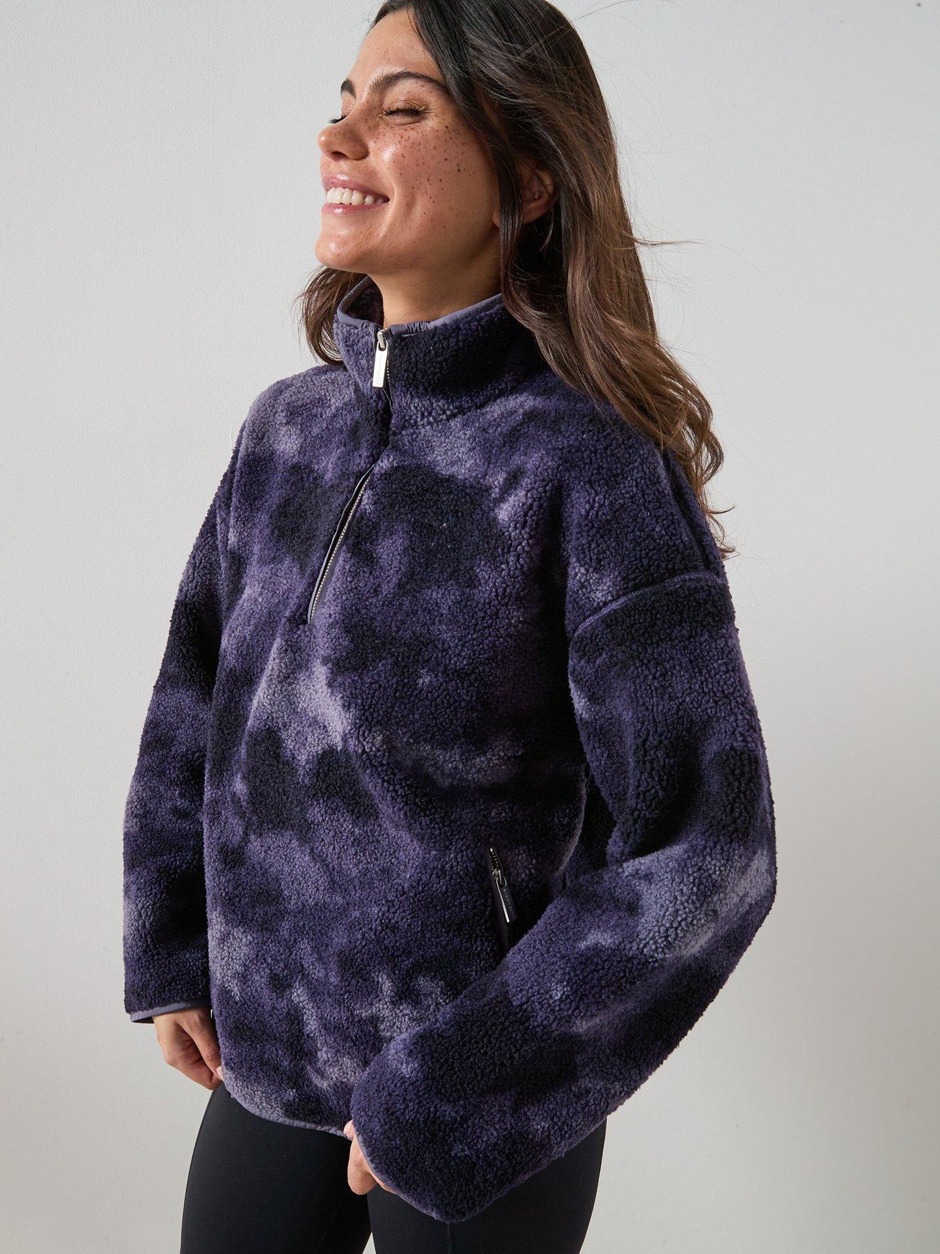 Image 5 of 6 of Sweaty Betty Womens Training New Plush Half Zip Camo Top - Grey