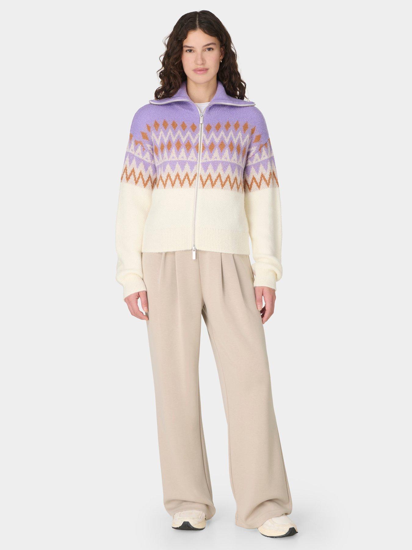 Sweaty Betty Womens Ski Fairisle Funnel Neck Zip Through Cardigan - Purple