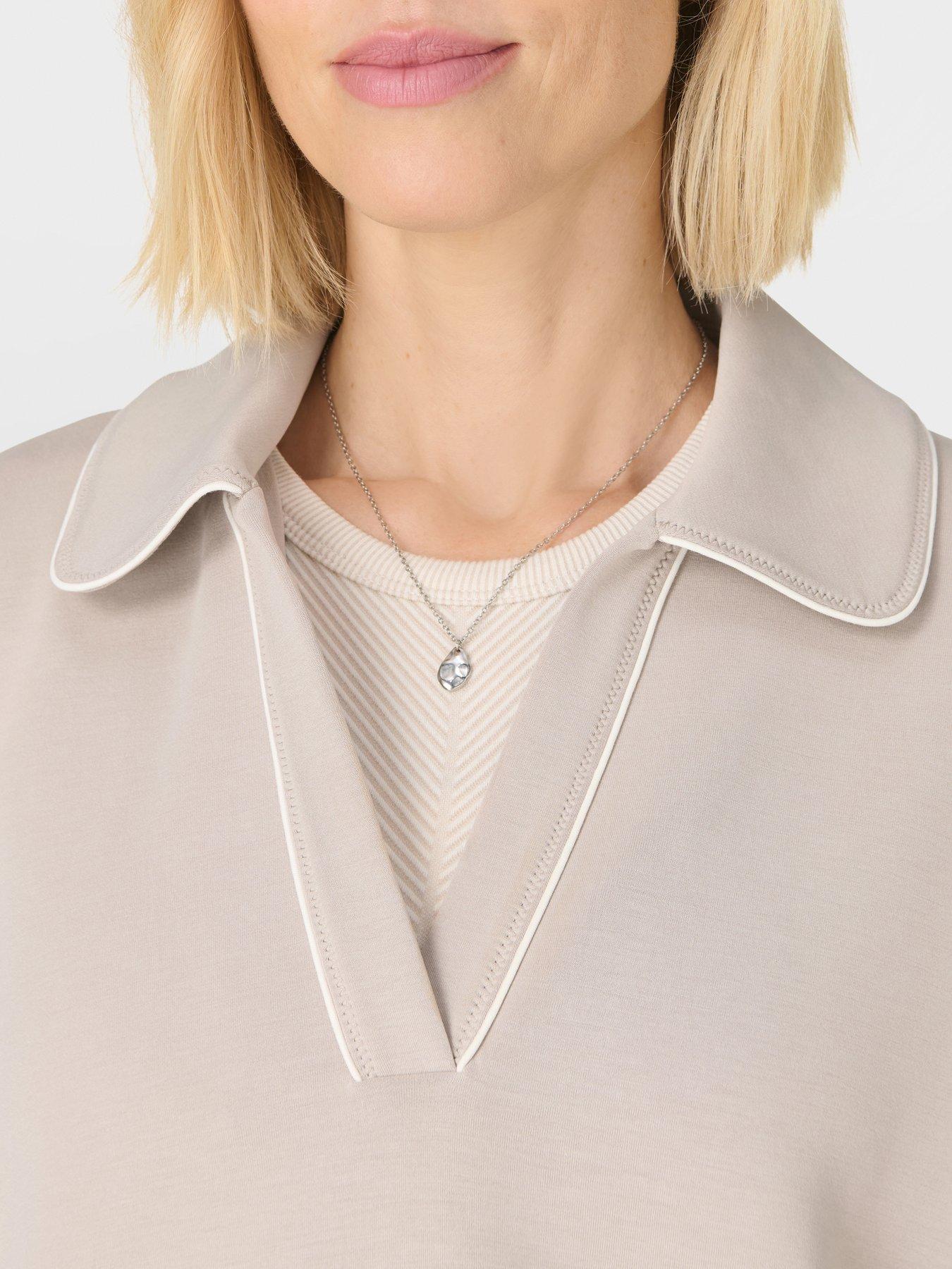 Image 4 of 5 of Sweaty Betty Womens Training Sand Wash Crop Henley Sweatshirt - Beige