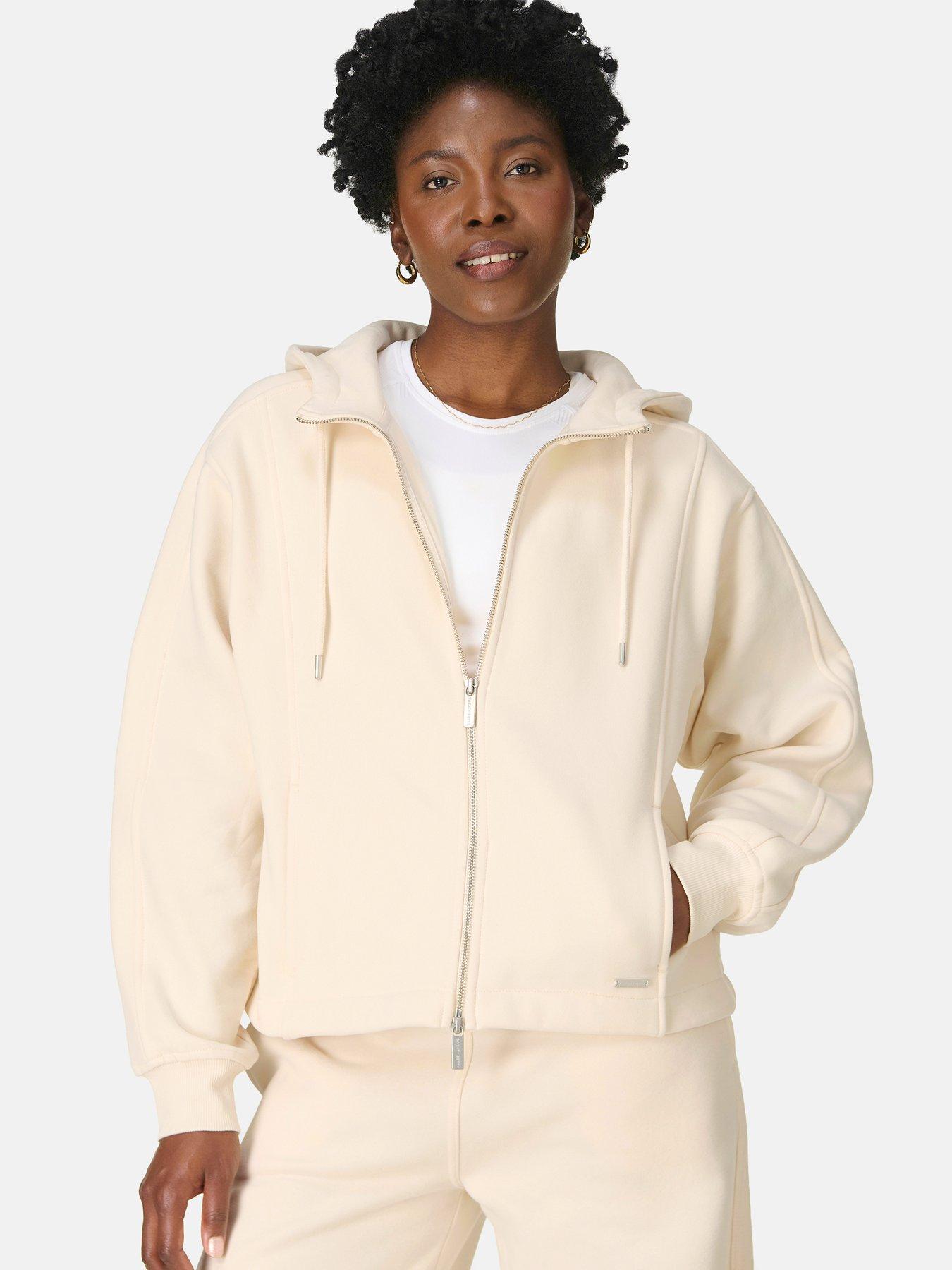 Sweaty Betty Womens Training Premium Brushed Zip Through Jacket - Cream