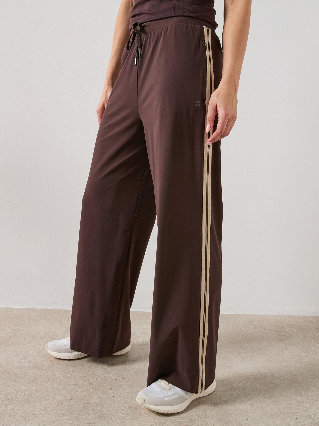Sweaty Betty Womens Explorer Side Stripe Wide Leg 30' Trousers - Brown