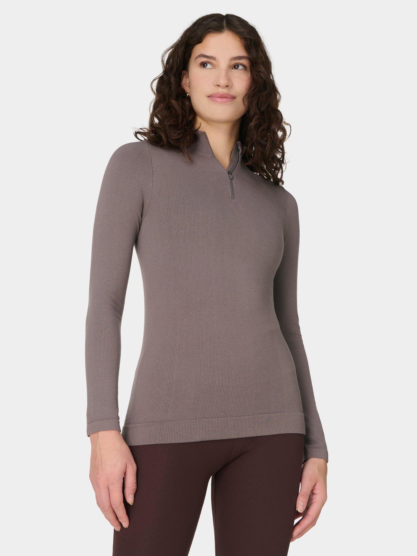 Sweaty Betty Womens Training Mindful Flex Half Zip Long Sleeve Top - Brown