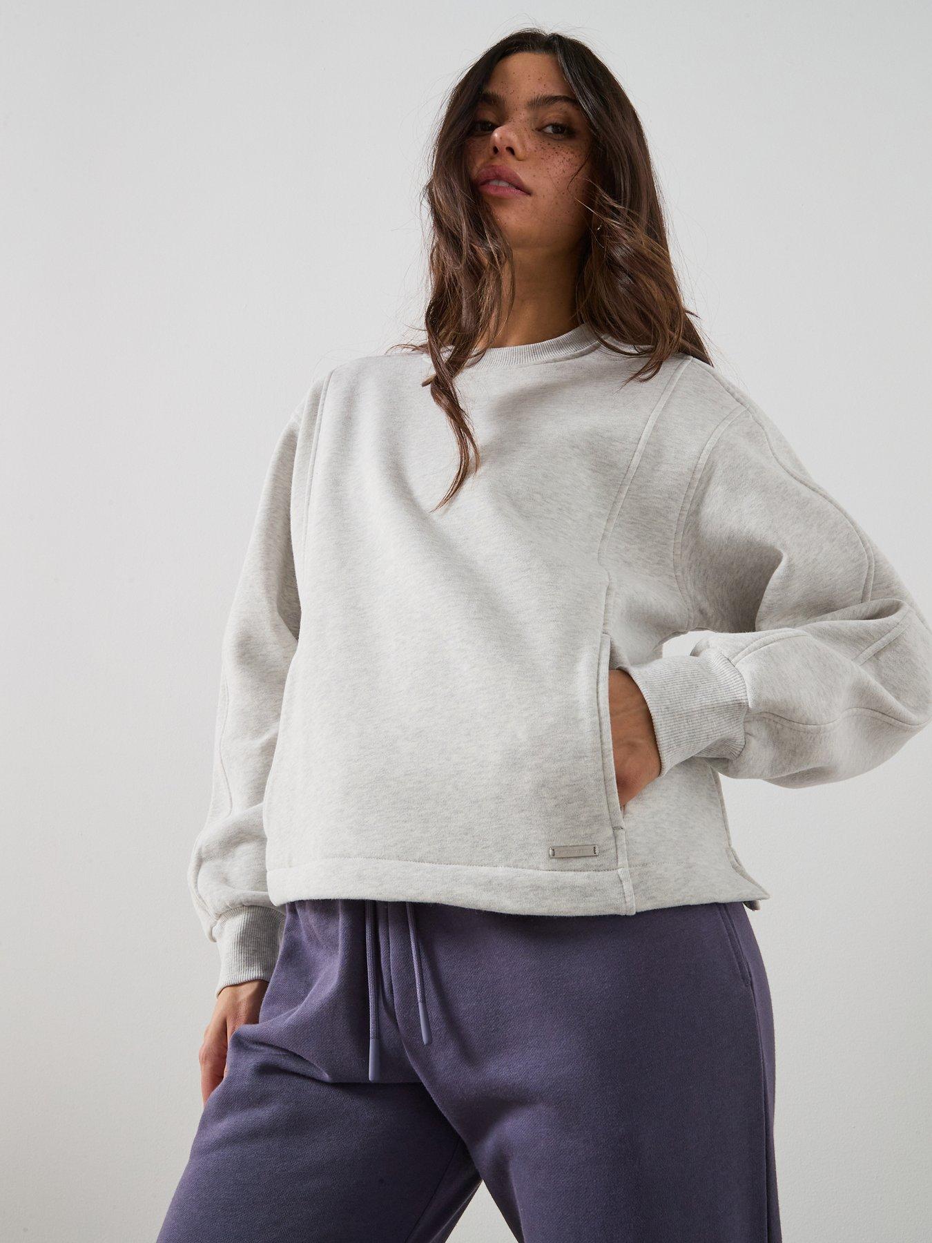 Image 4 of 5 of Sweaty Betty Womens Training Premium Brushed Crew Neck Sweatshirt - Grey