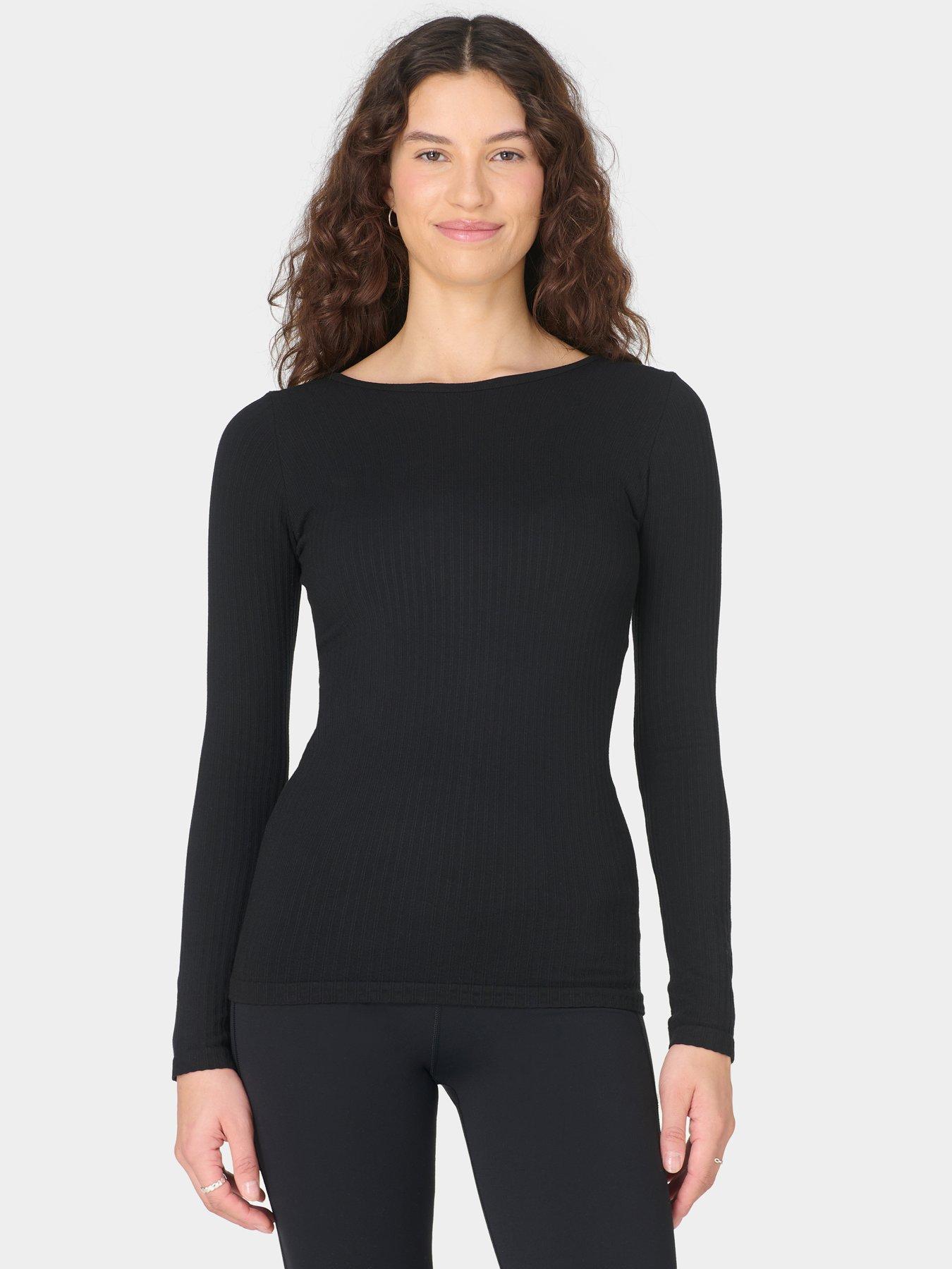 Sweaty Betty Womens Training Mindful Seamless Boat Long Sleeve Top- Black