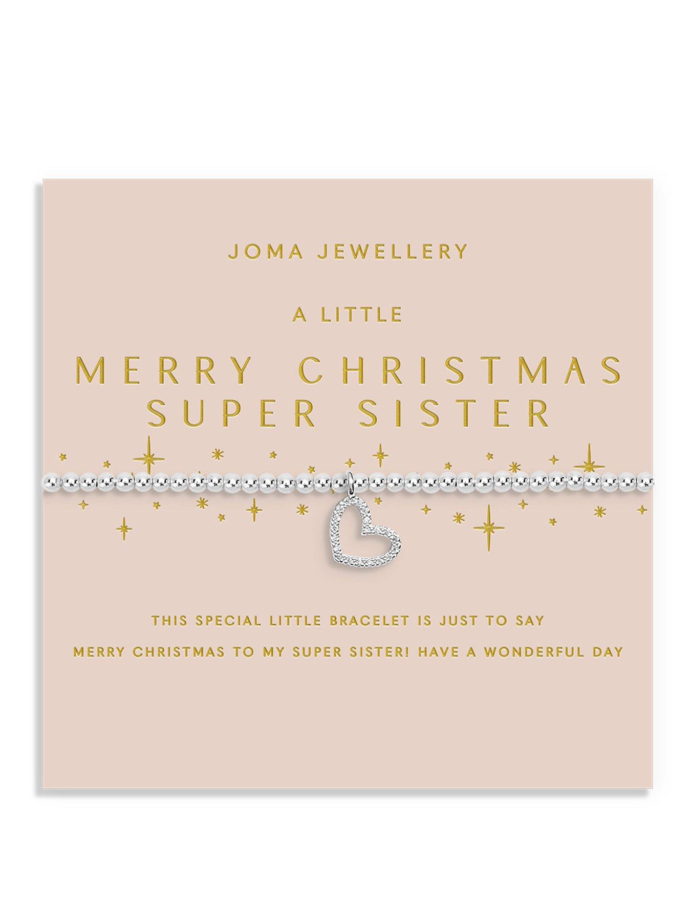 Joma Jewellery CHRISTMAS A LITTLE , MERRY CHRISTMAS SISTER , Silver Plated , Bracelet , 17.5cm stretch