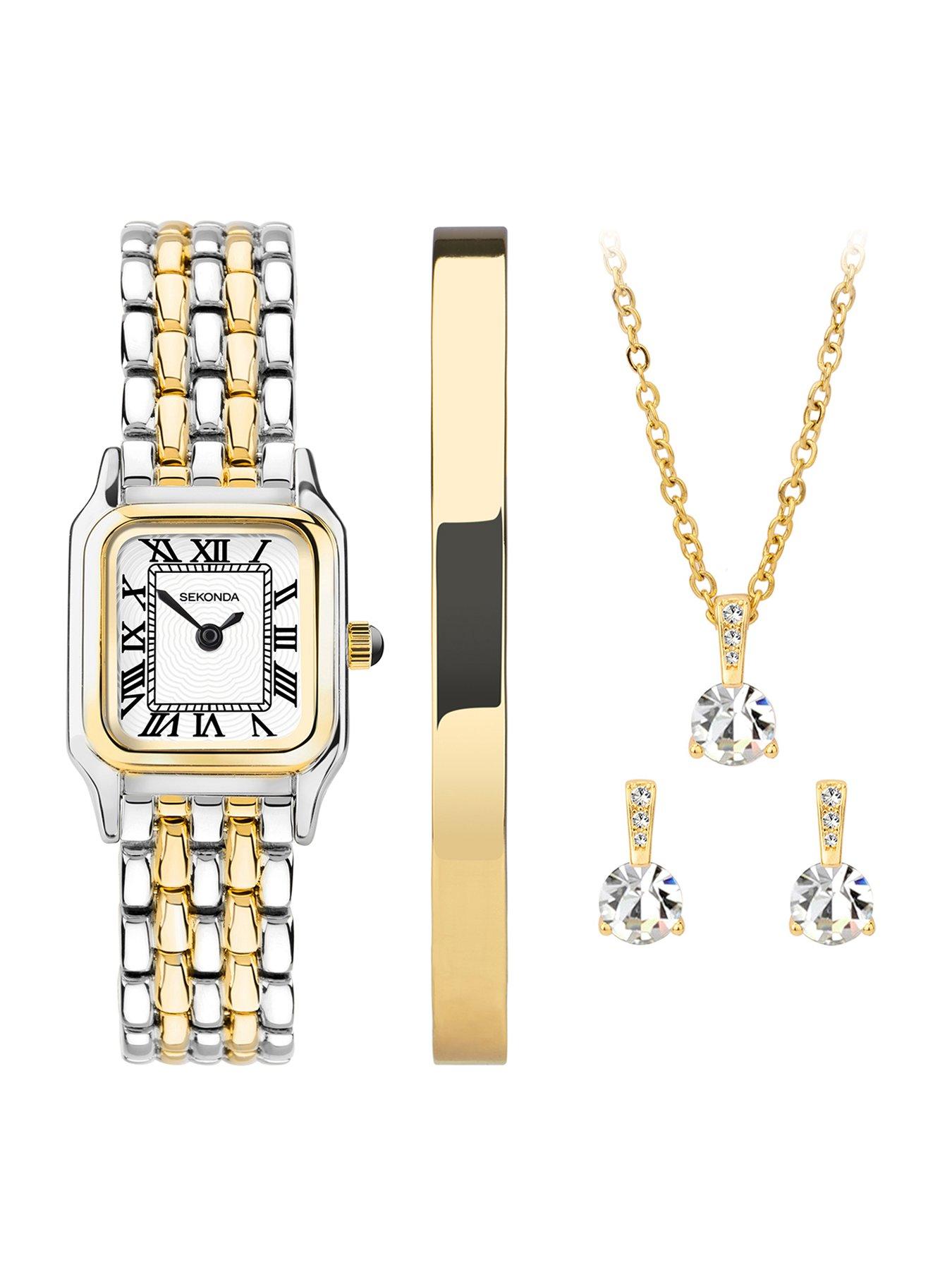 Sekonda Womens Monica Two Tone Alloy Bracelet with White Dial Analogue Watch Gift Set
