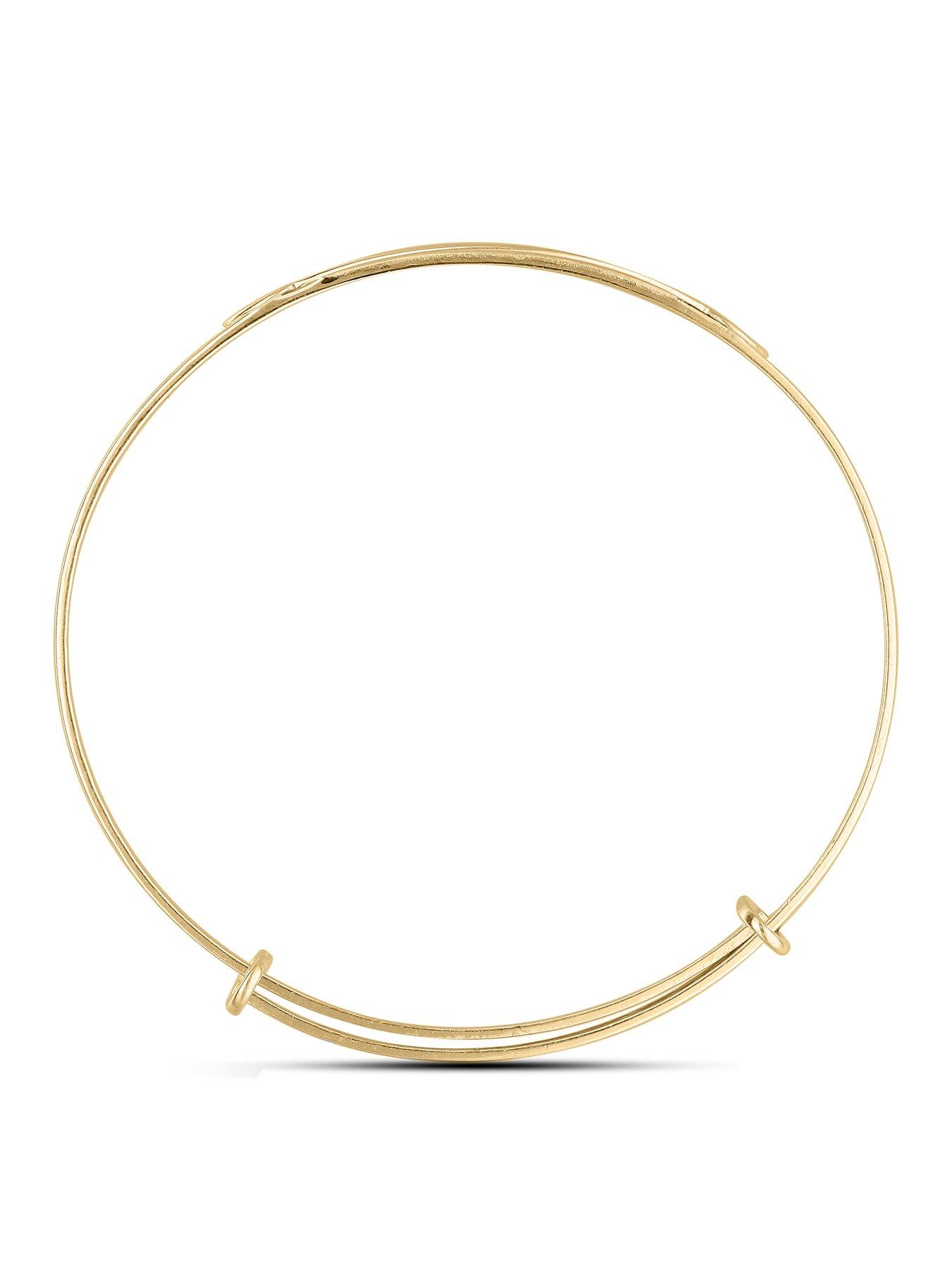 Image 3 of 3 of The Love Collection Yellow Gold Plated Silver Babies Celtic Diamond Set Personalised ID Expander Bangle