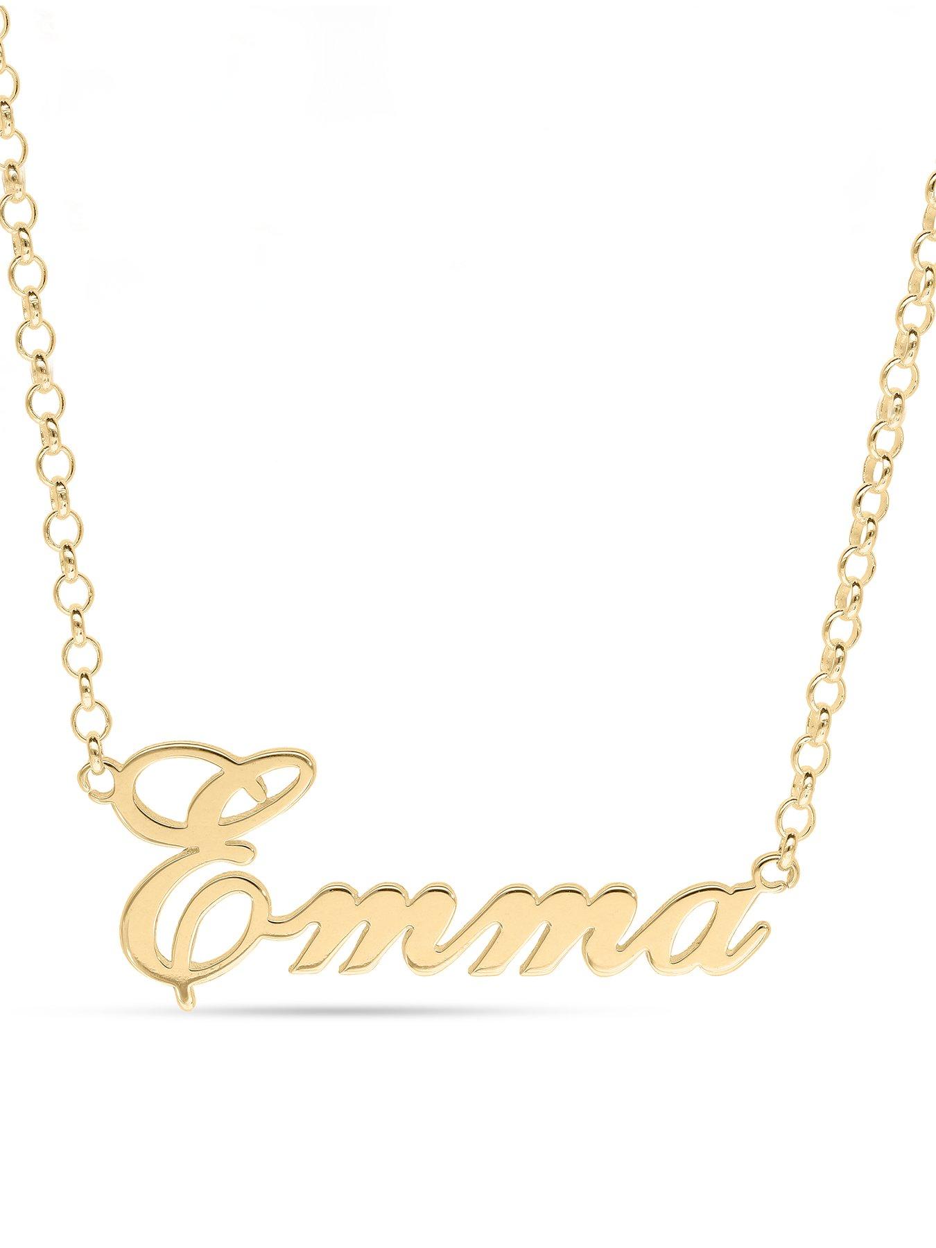 The Love Collection Yellow Gold Plated Silver Name Necklace