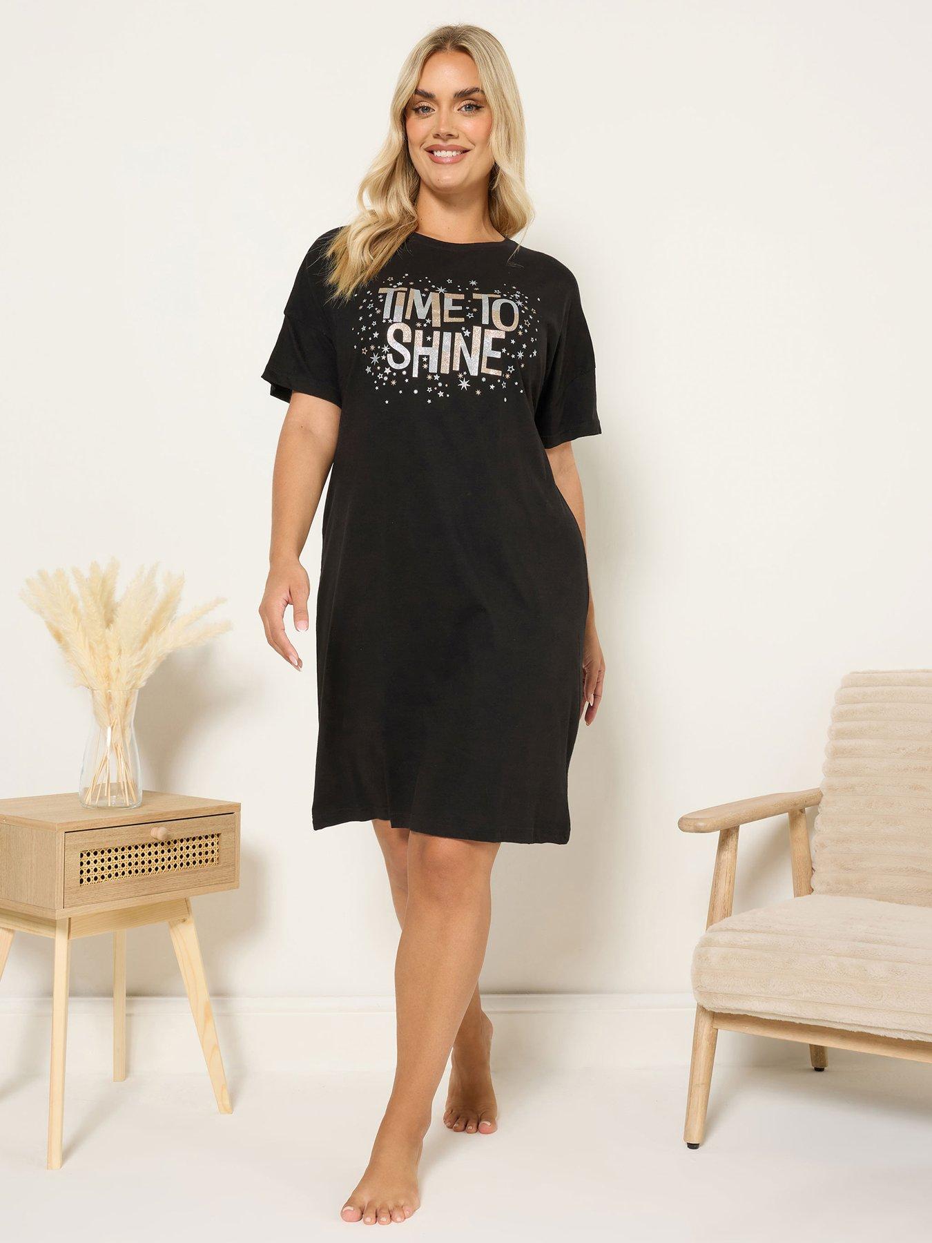 Yours Curve Time To Shine Sleeptee - Black