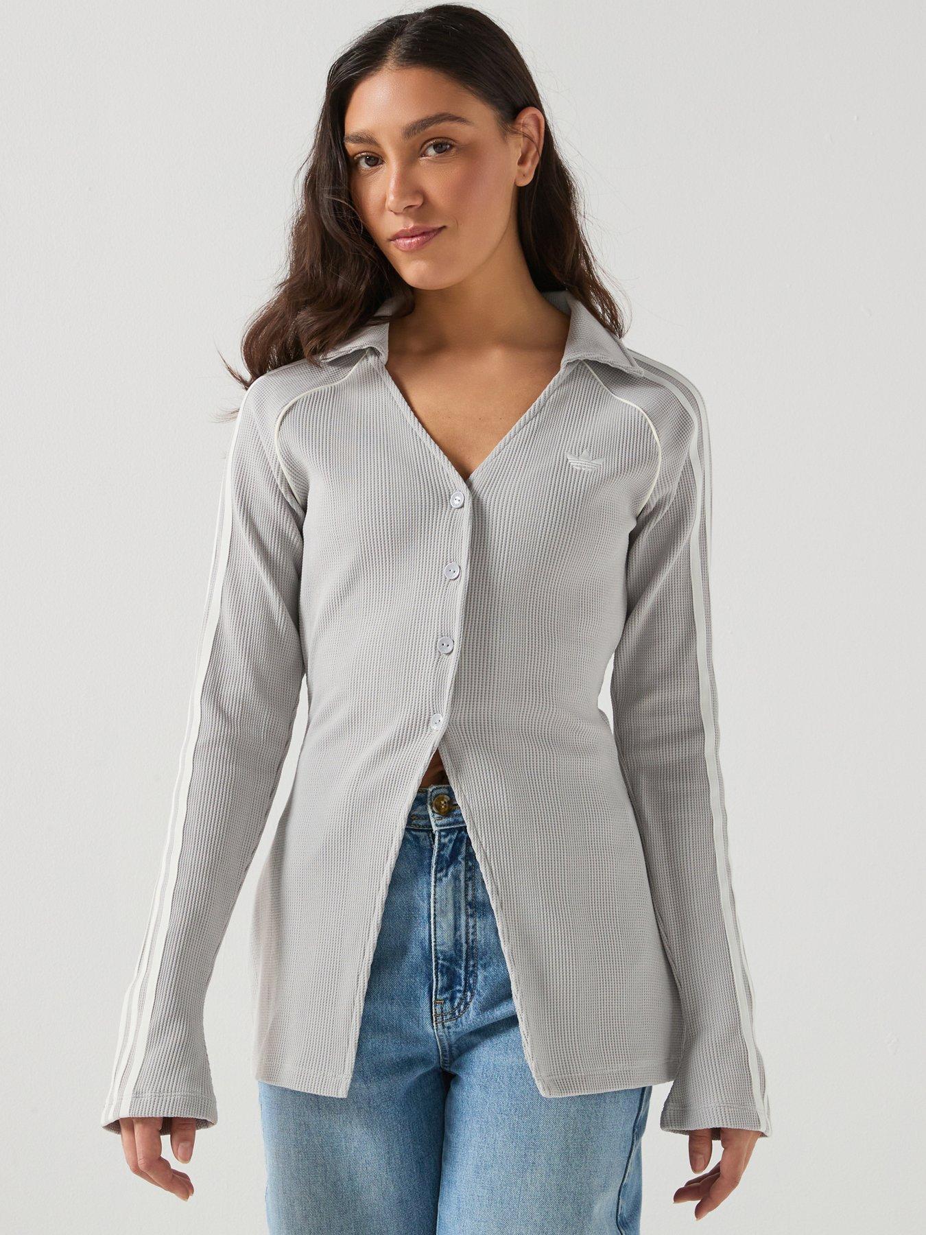 adidas Originals Womens Button Down Top - Grey