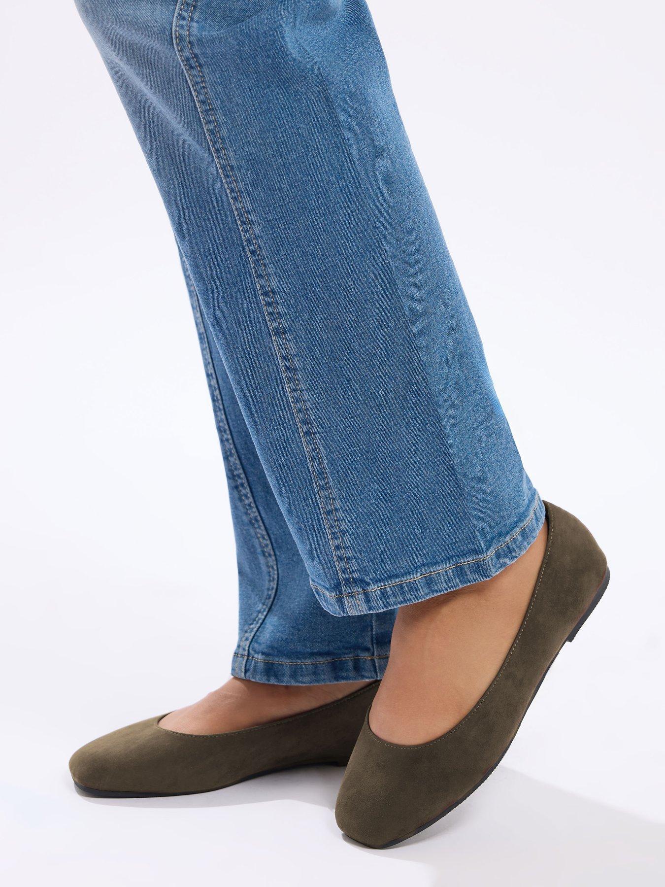 Yours Extra Wide Fit Square Toe Ballet Pump - Brown | Very