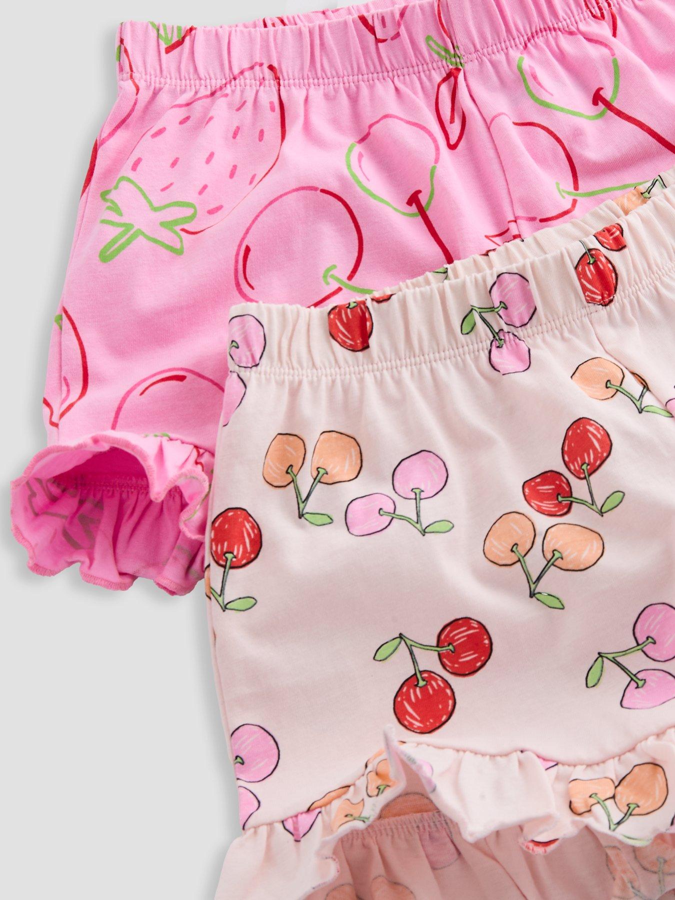 Image 5 of 6 of The Very Collection Girls 2 Pack Fruit Print Frill Pyjamas - Pink