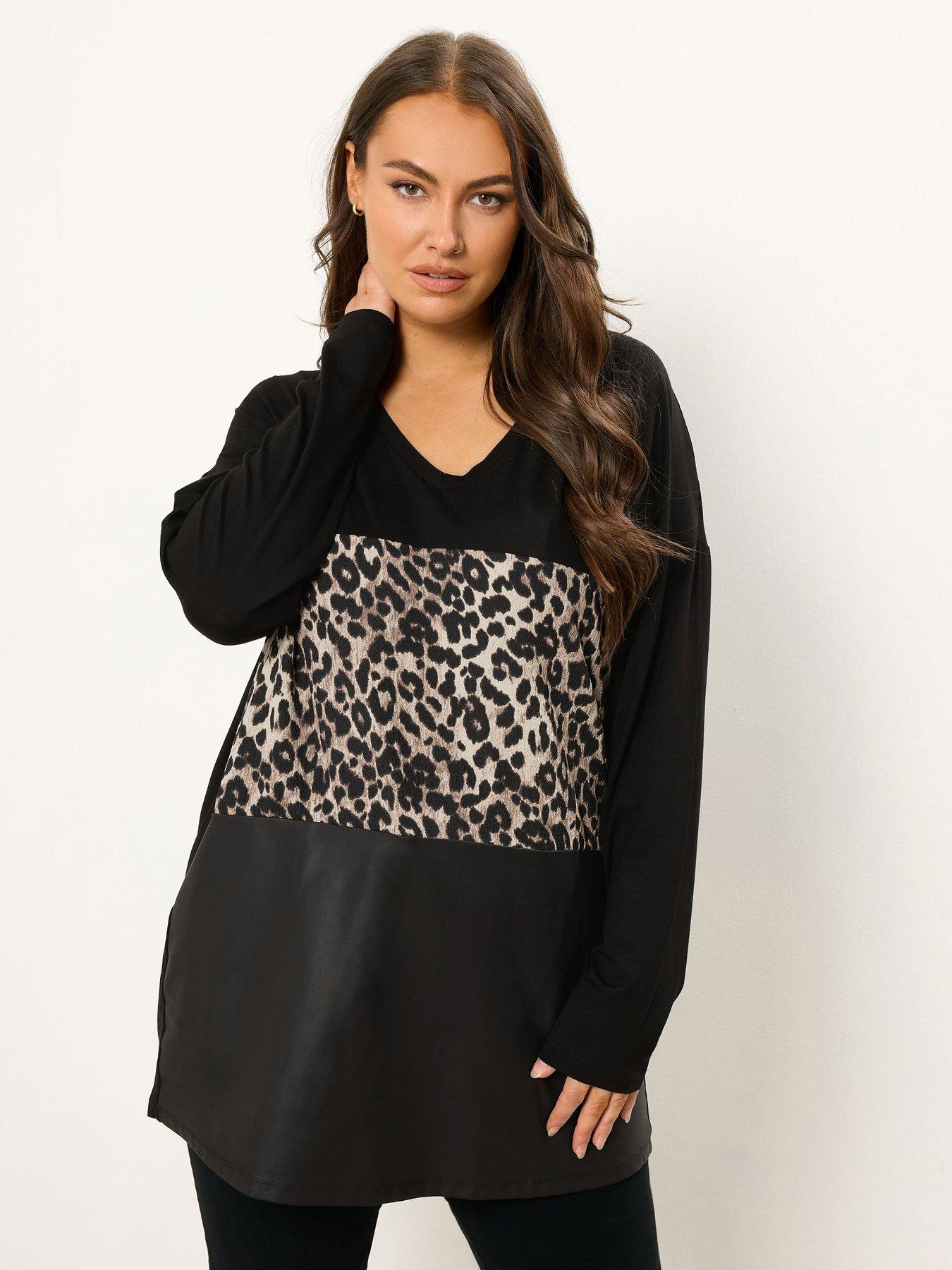 undefined Curve Leopard Pu Block Jumper - Black