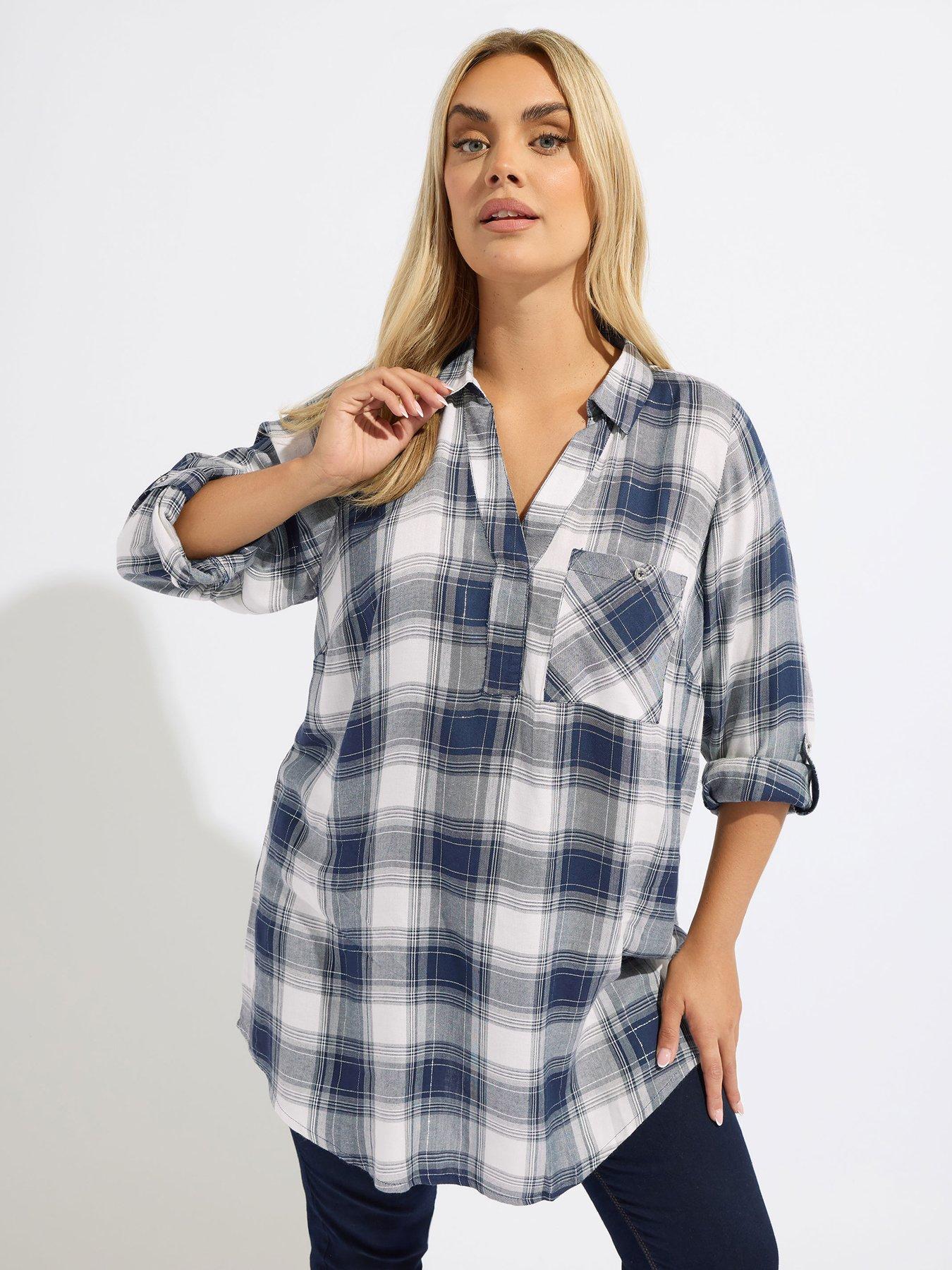 Yours Curve Check Shirt - Blue