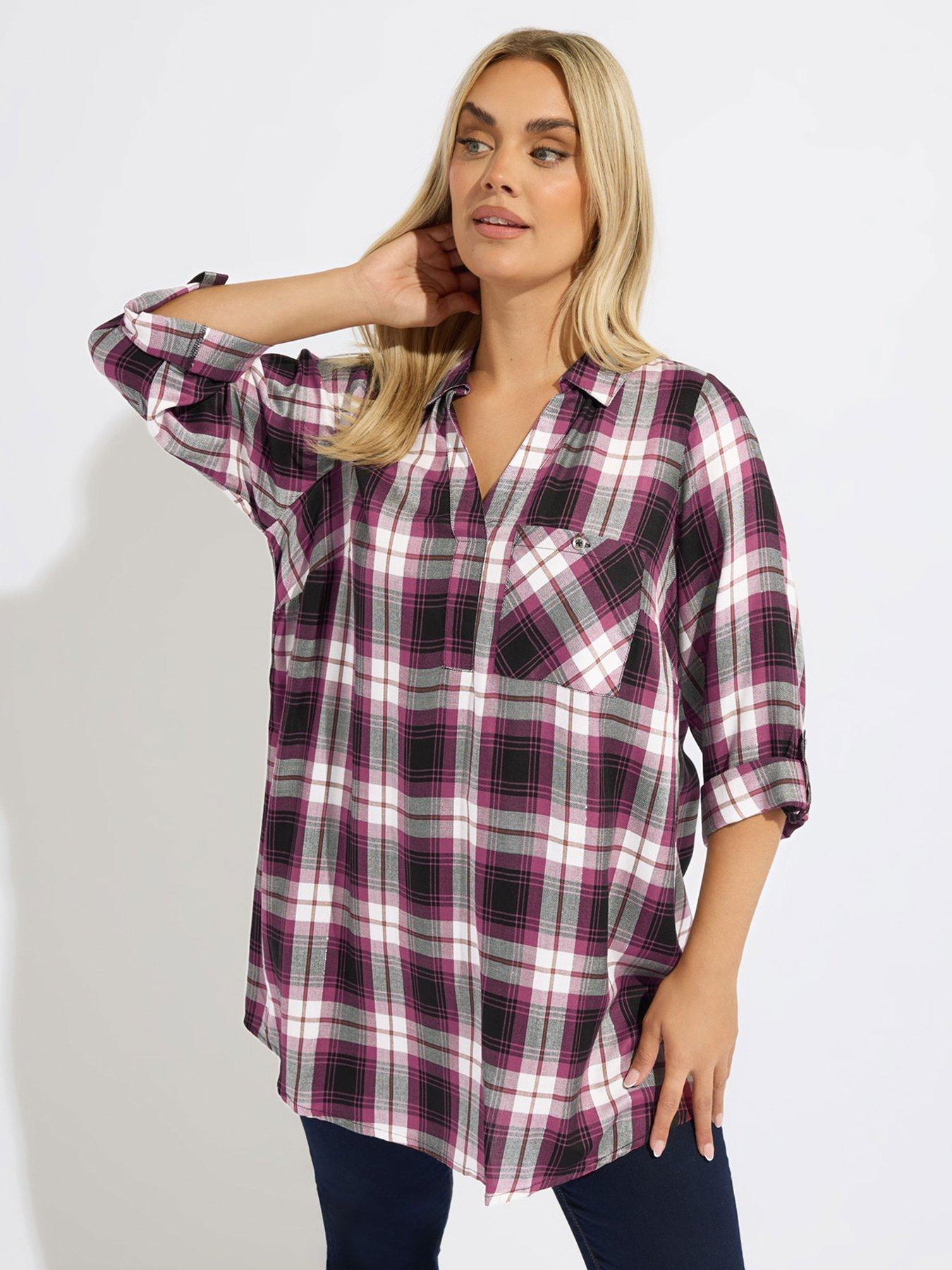 Yours Curve Check Shirt - Black