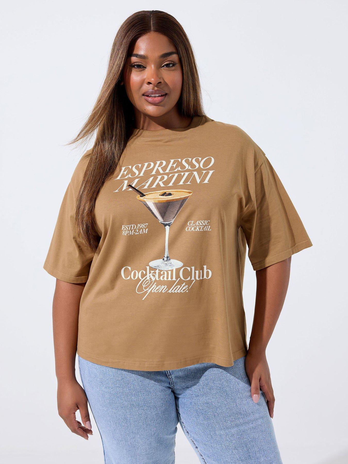 Yours Curve Espresso Martini T-Shirt - Brown