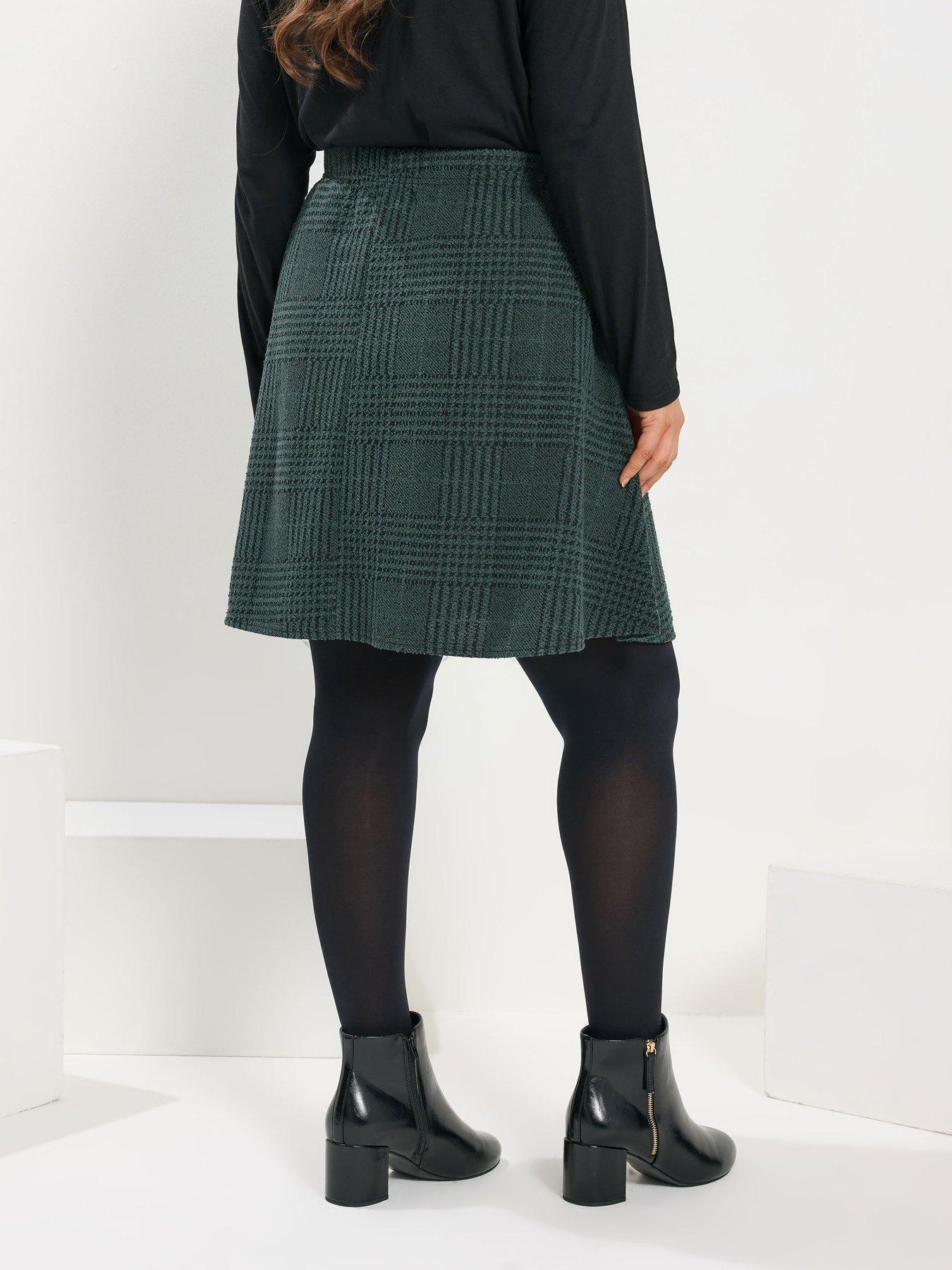 Image 2 of 4 of Yours Curve Button Front Skirt - Green