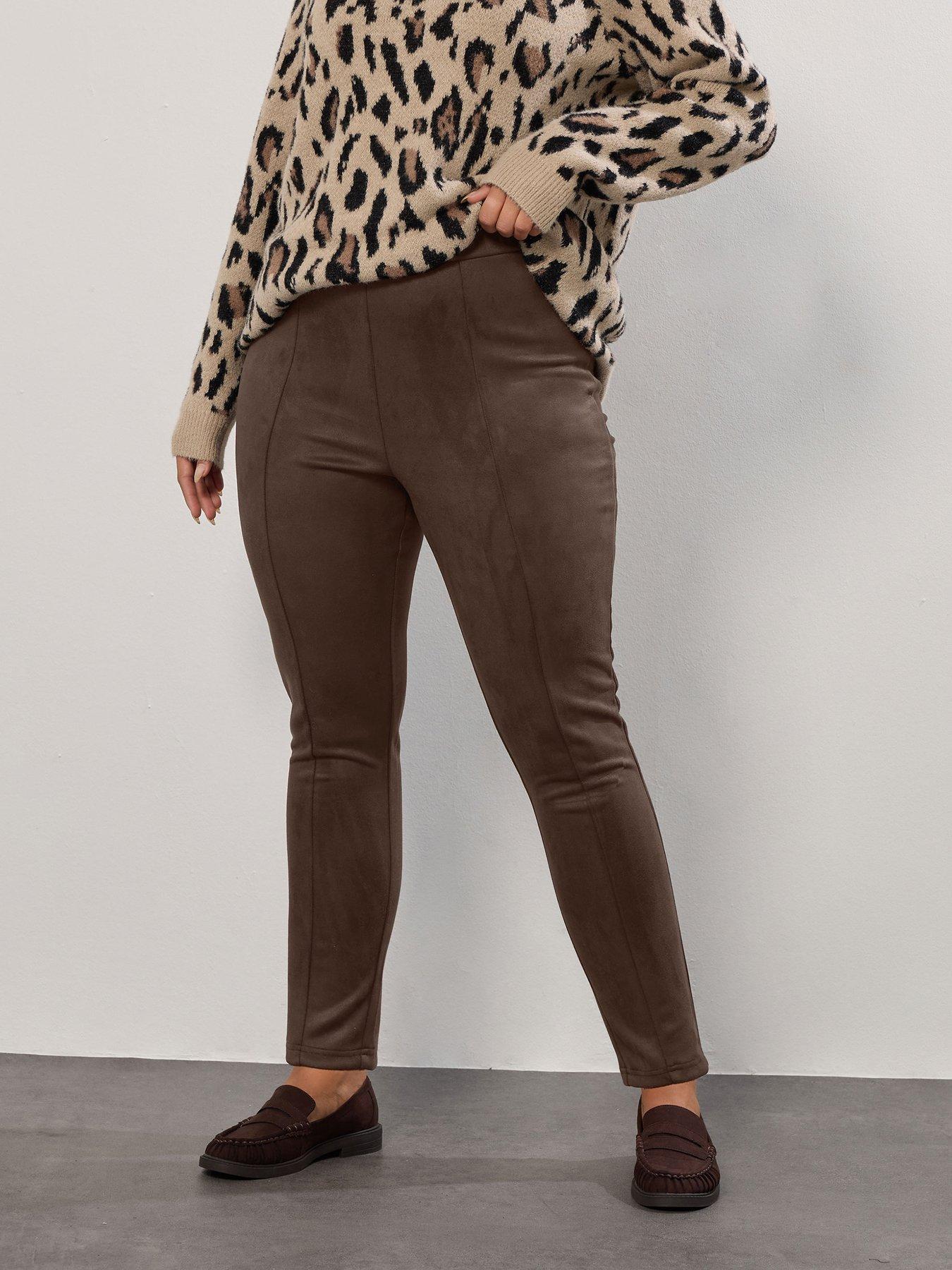 Yours Curve Suedette Legging - Brown