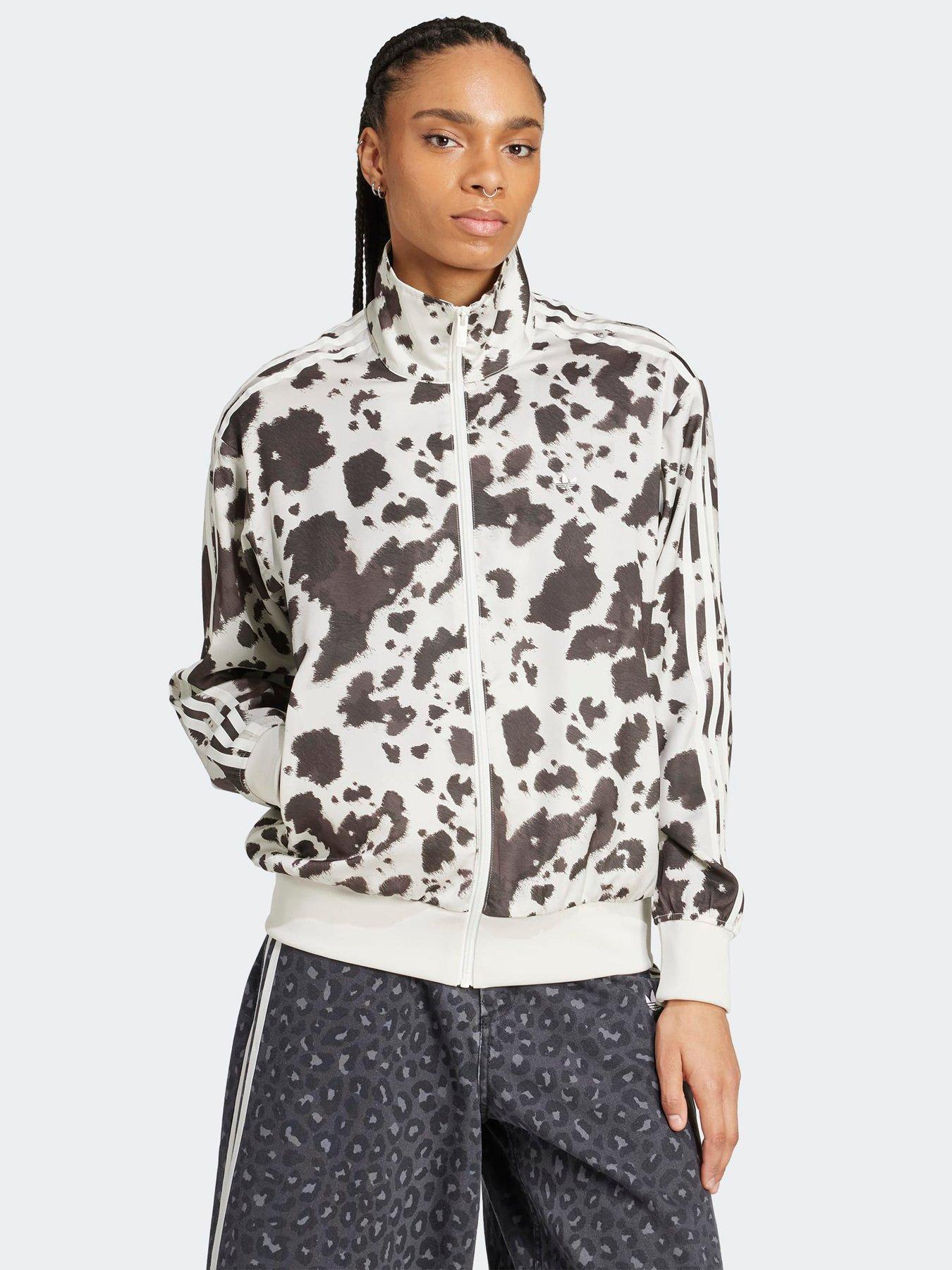 adidas Originals Womens Cow Print Satin Track Top - Brown