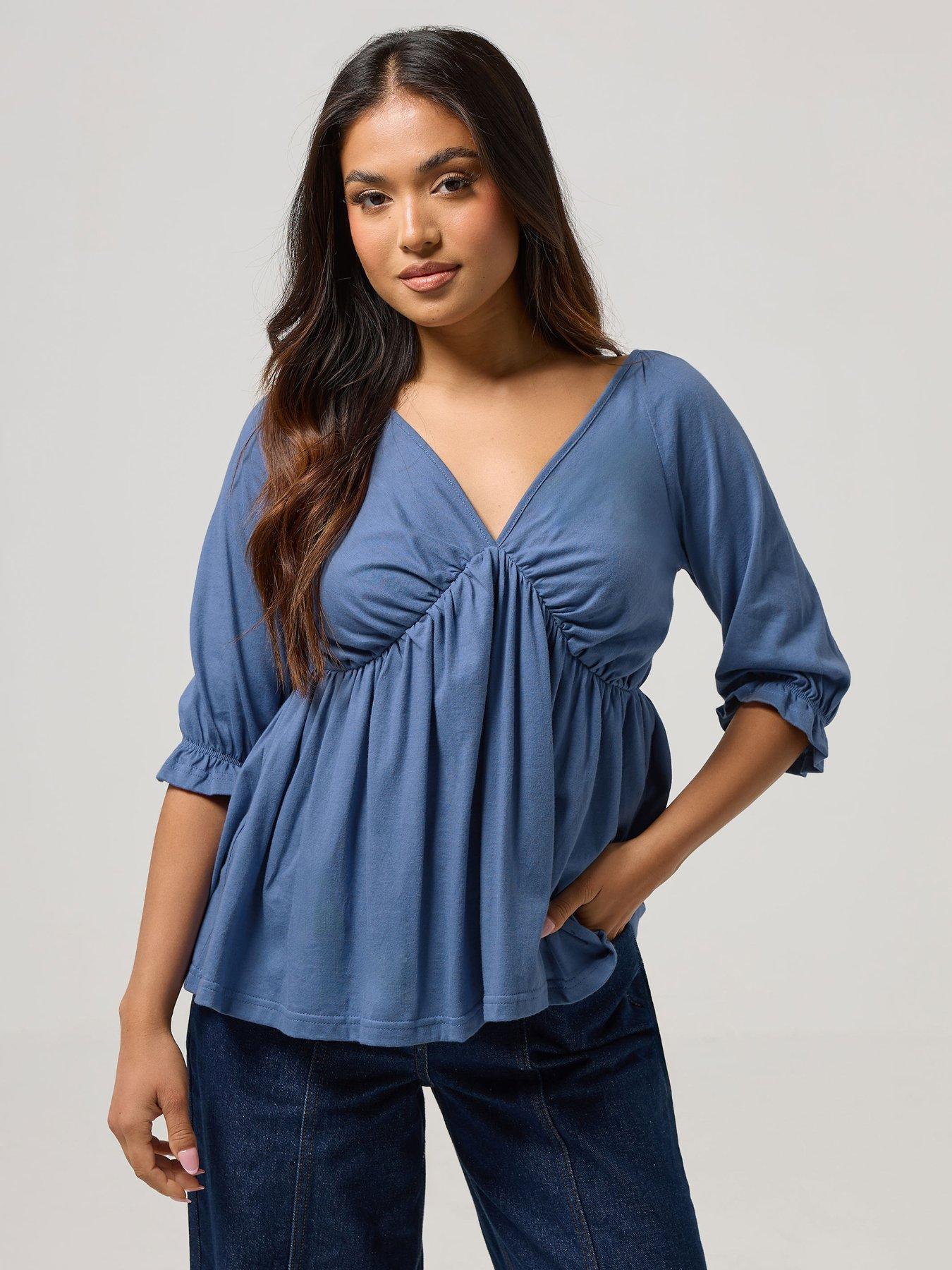 Buttery Blue Half Sleeve Top