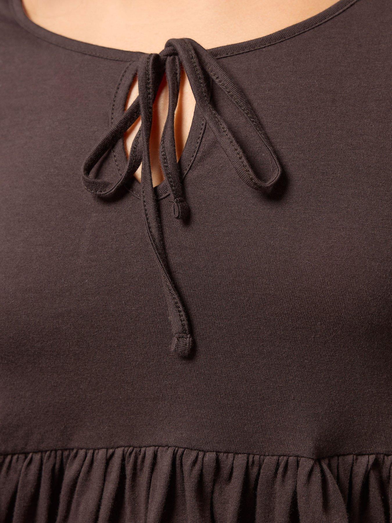 Image 4 of 4 of PixieGirl Petite Front Smock Top - Brown