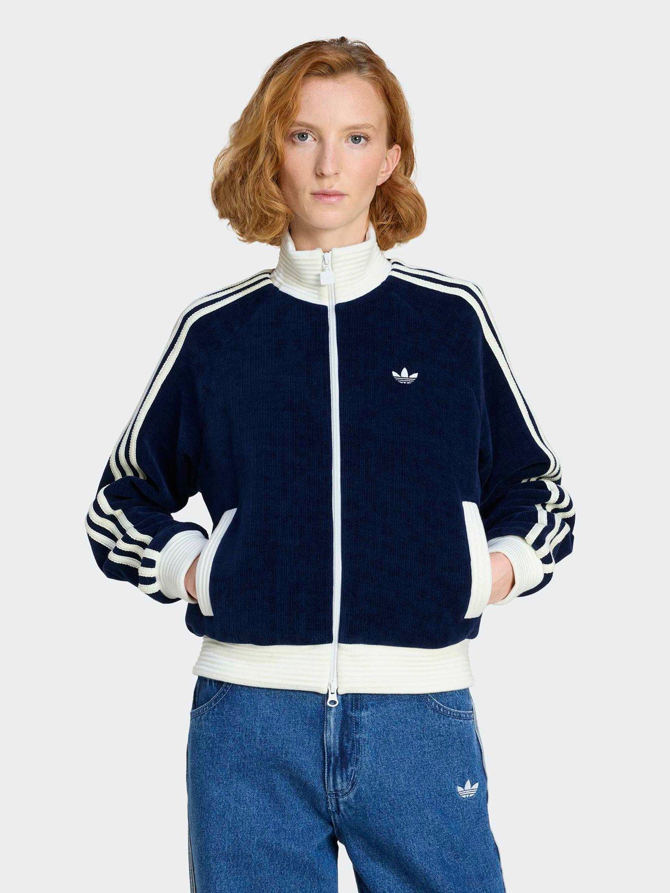 Adidas Originals Womens Velour Knit Tracksuit Top - Blue