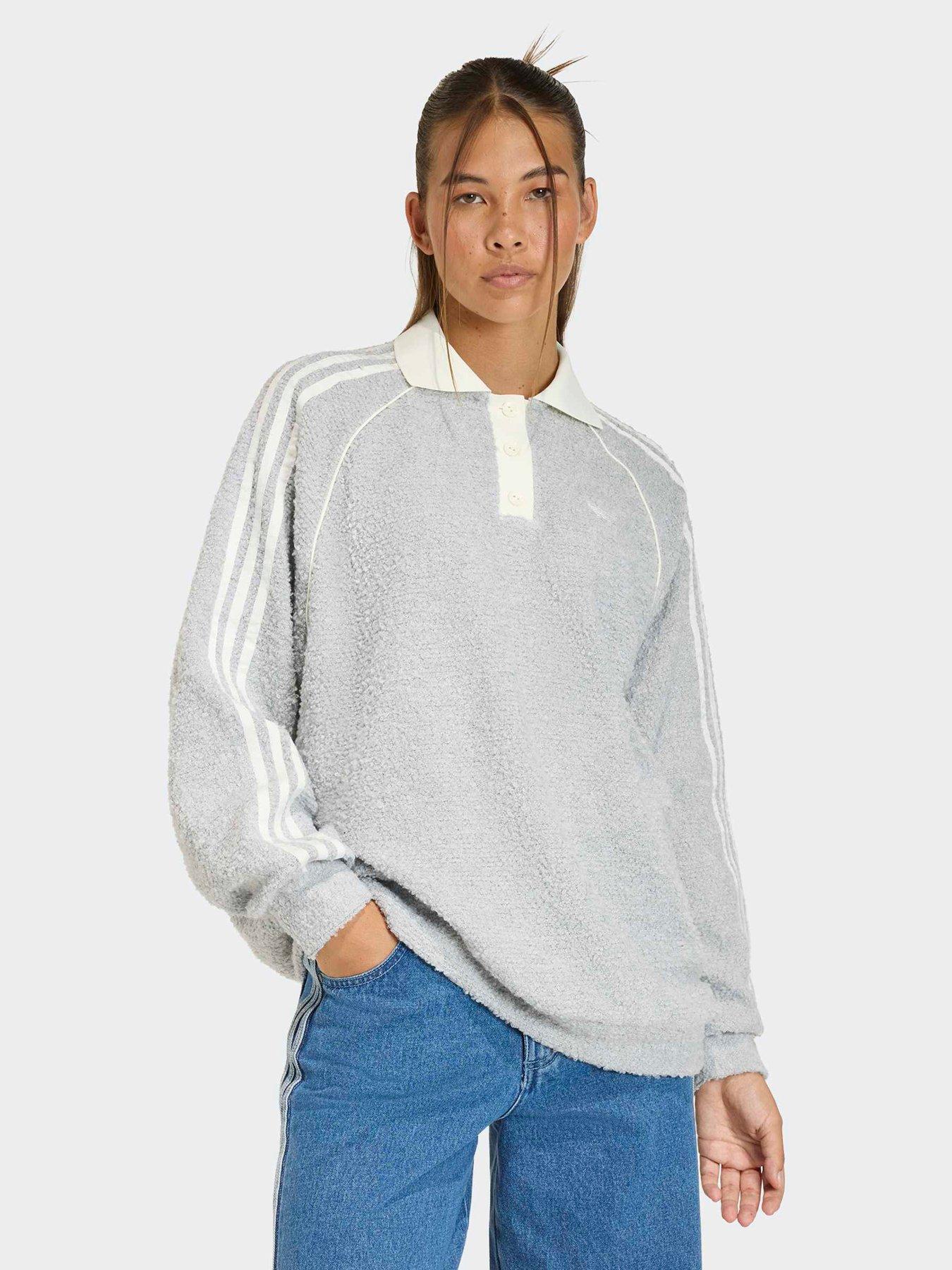 Image 1 of 5 of adidas Originals Womens Oversized Polo Crew - Grey